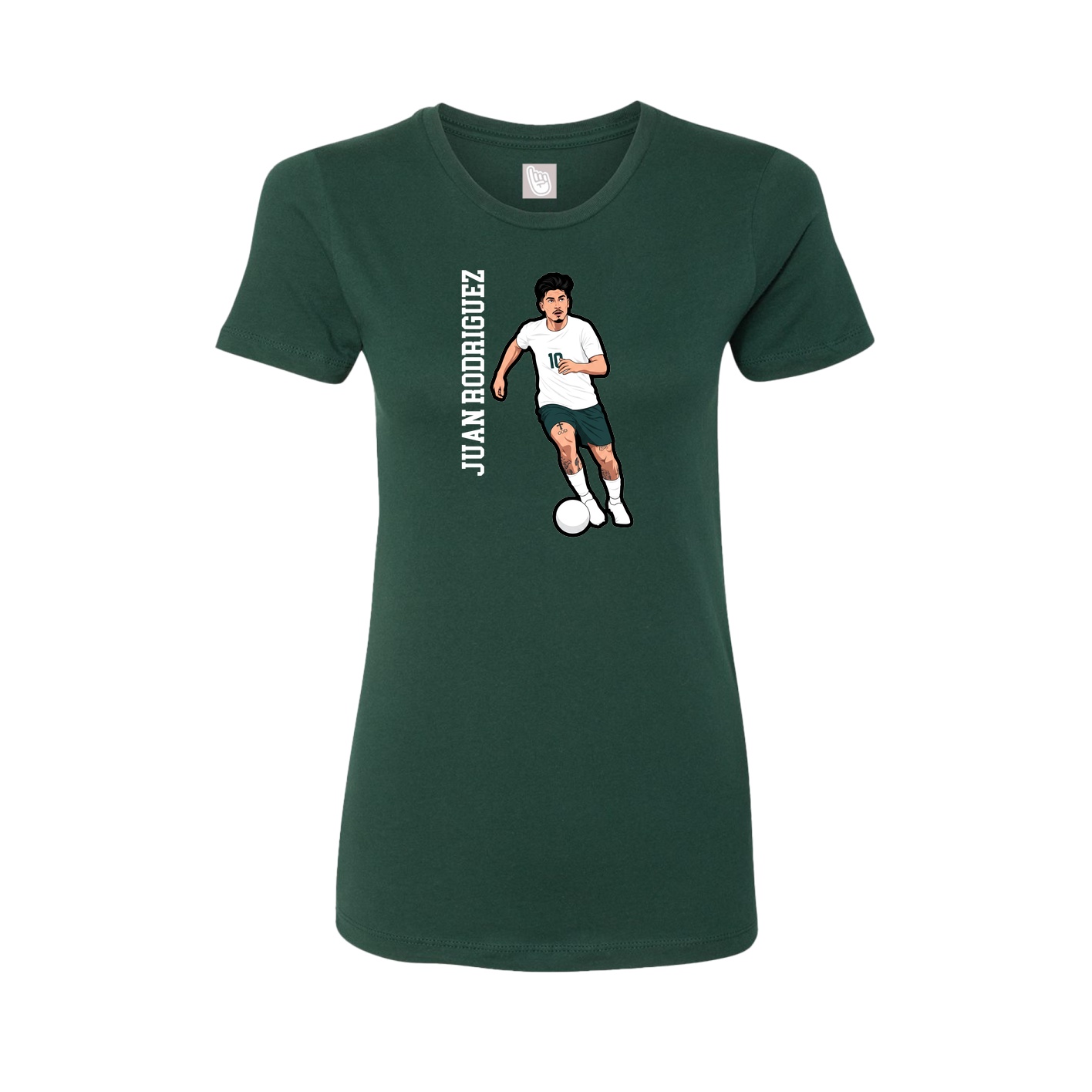 Fitted Women's Tee — Name Vertical in Green