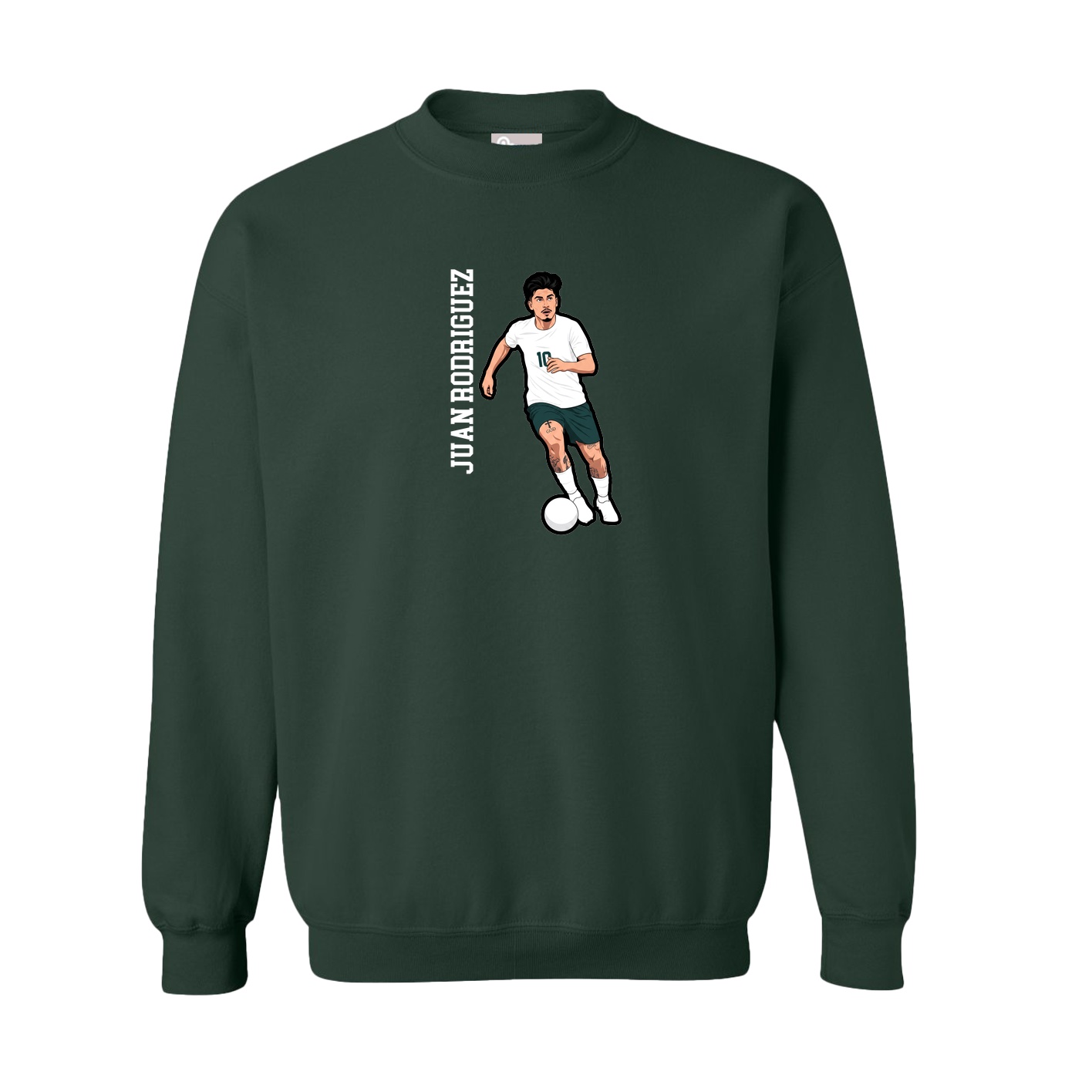 Fleece Crew — Name Vertical in Green