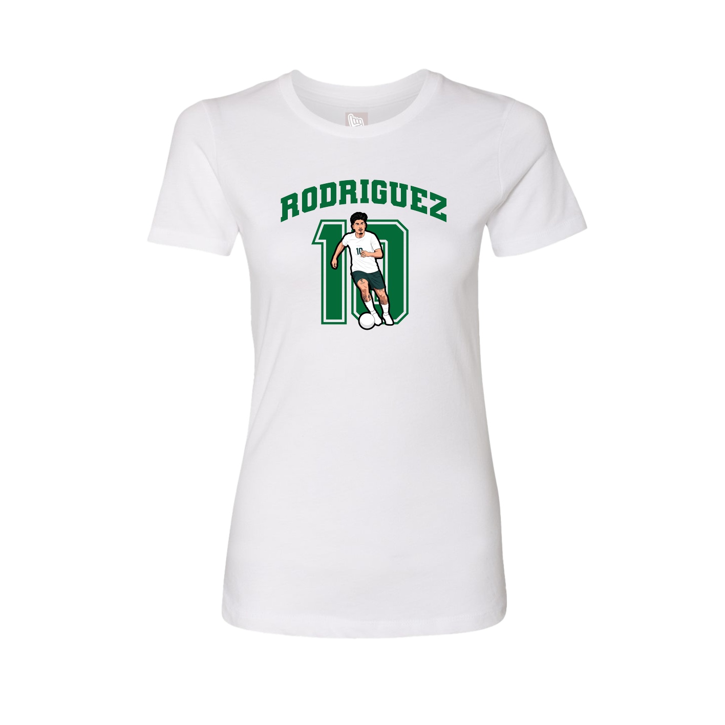 Fitted Women's Tee — Number in White