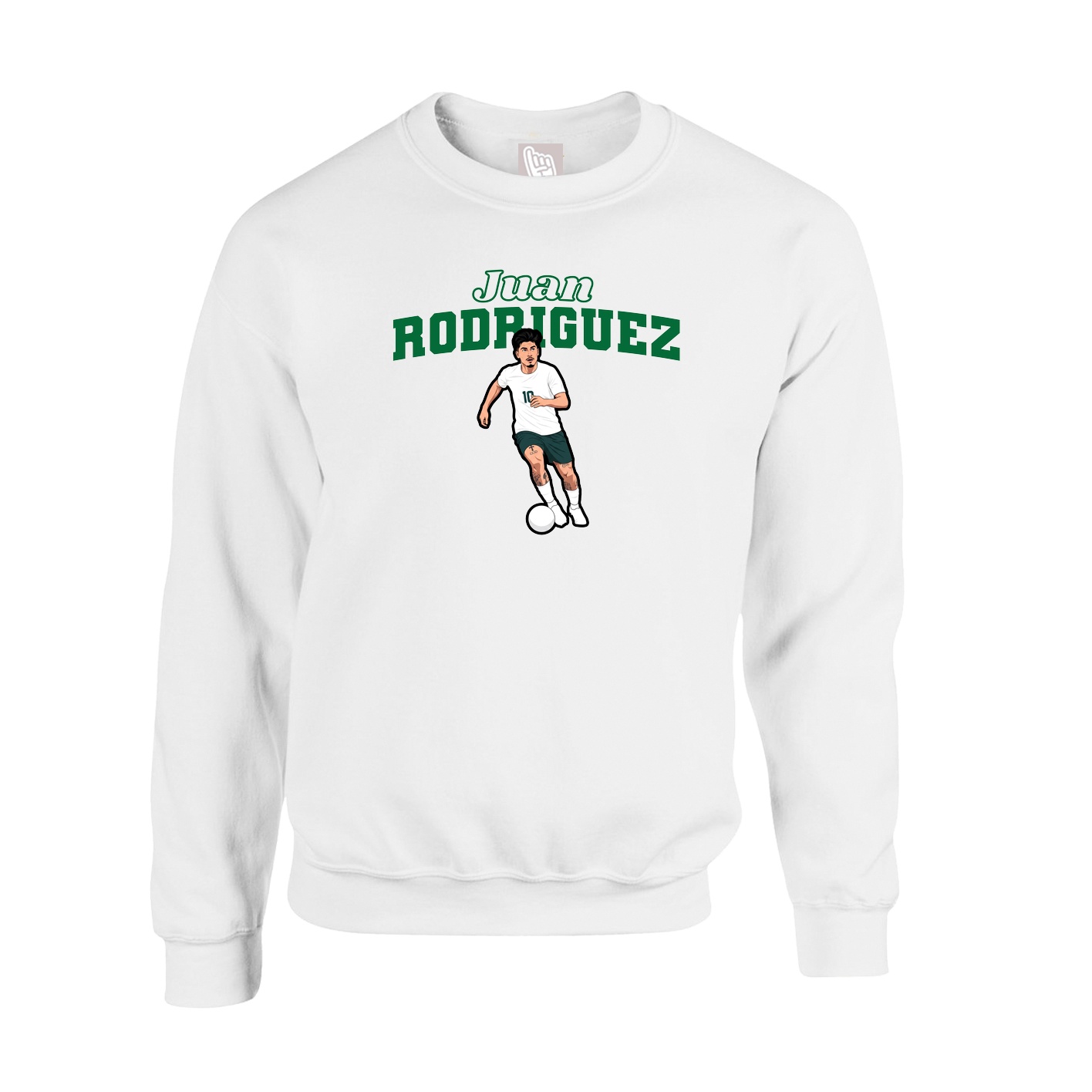 Fleece Crew — Name Arch in White