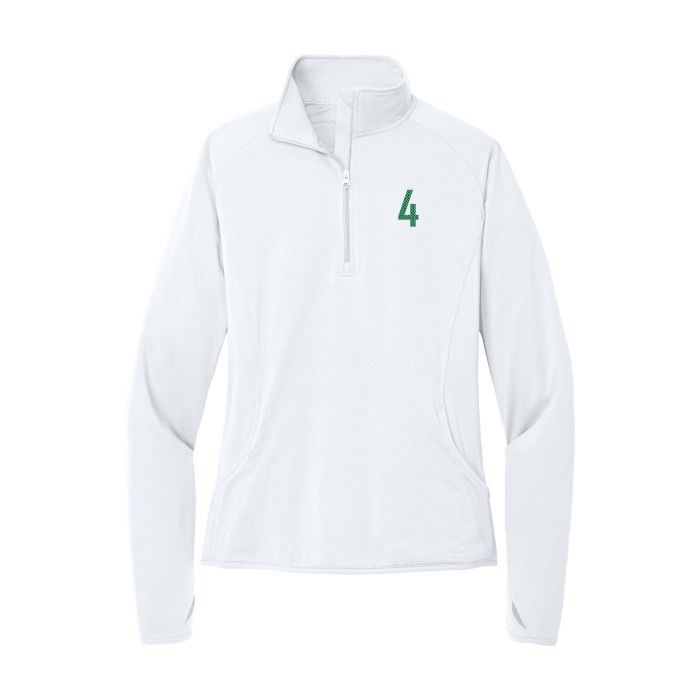 Women's Q-Zip Pullover — Front Shirsy in White