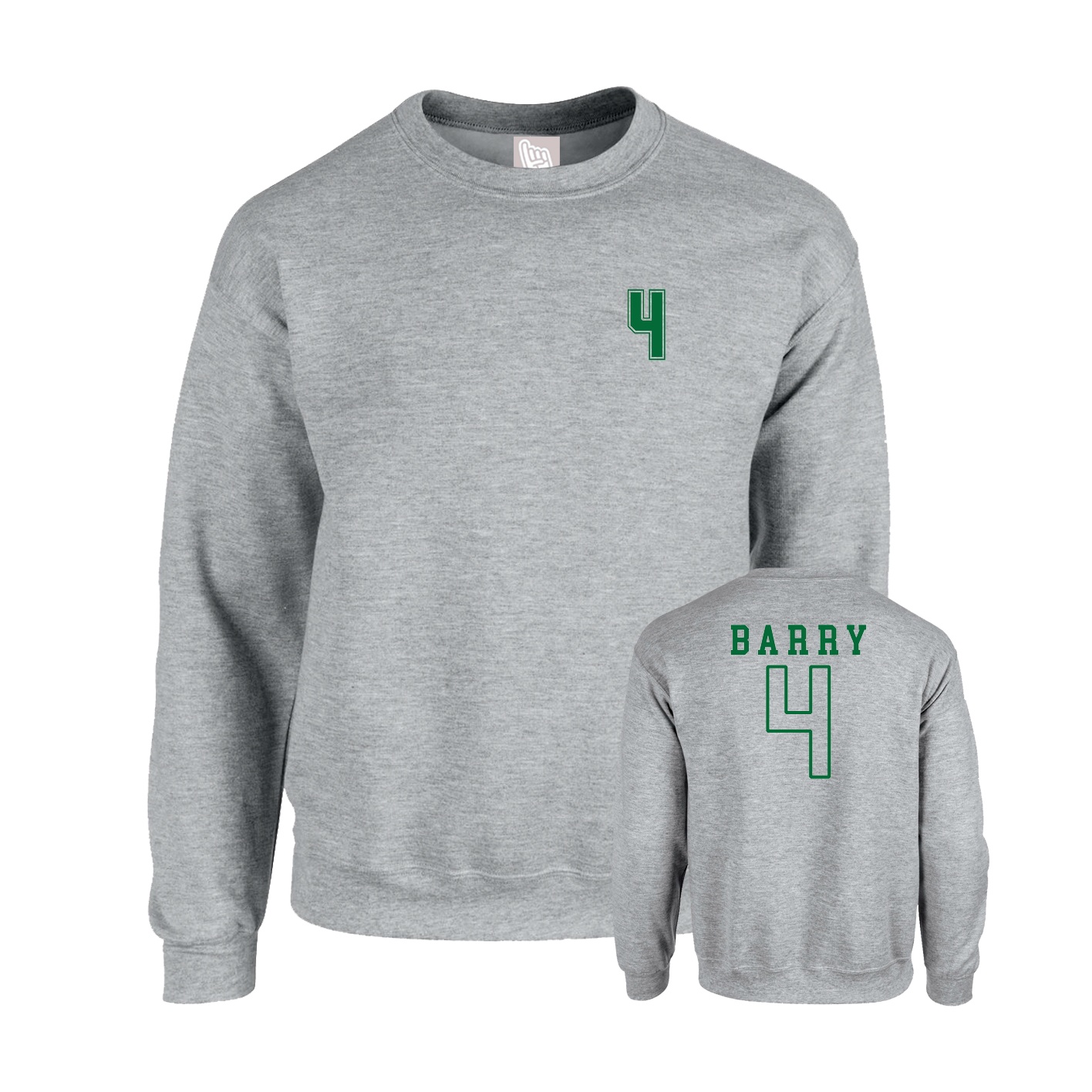 Fleece Crew — Chest Back in Grey