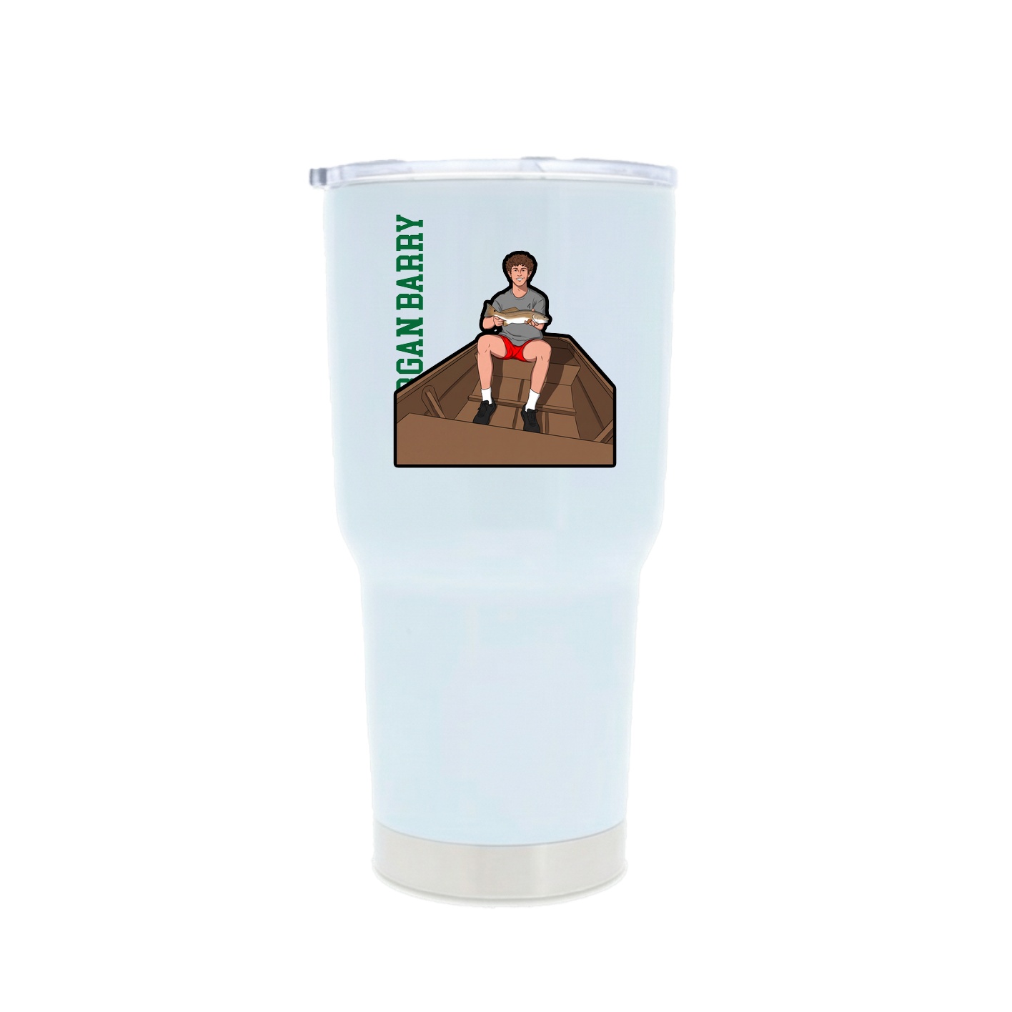 30oz Stainless Steel Tumbler — Name Vertical in White