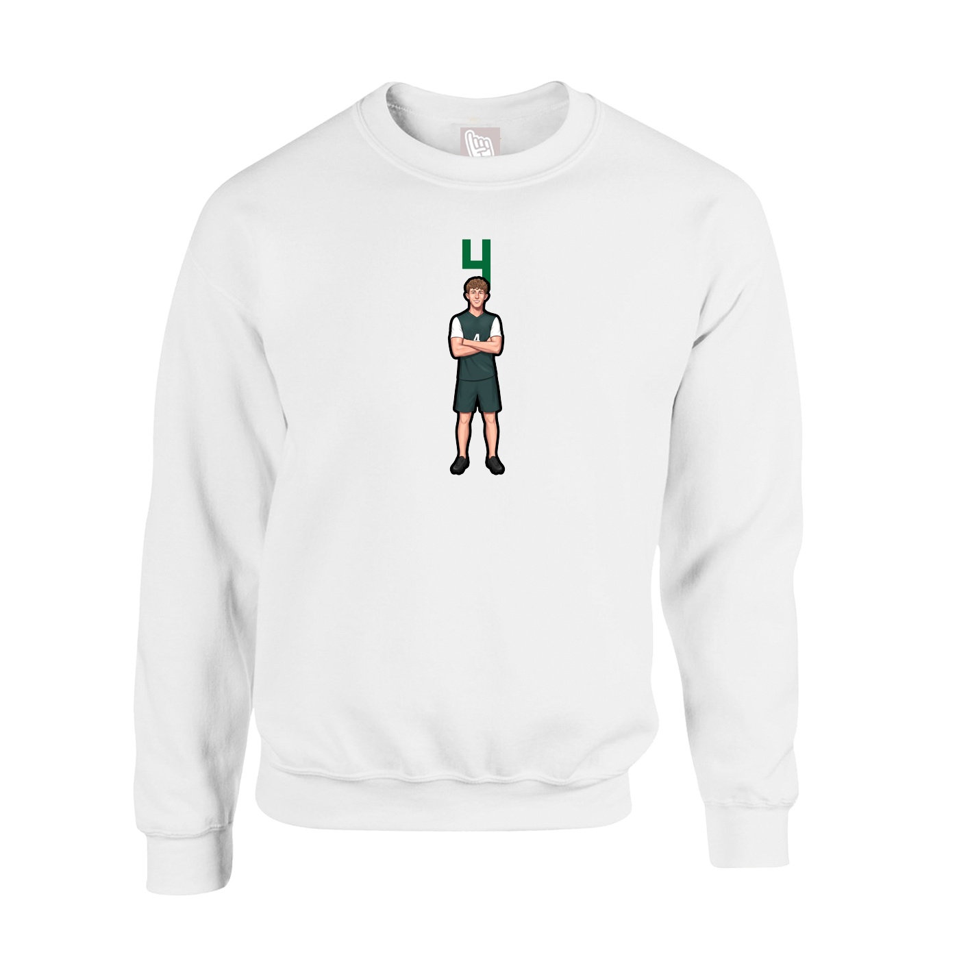 Fleece Crew — Number Top in White