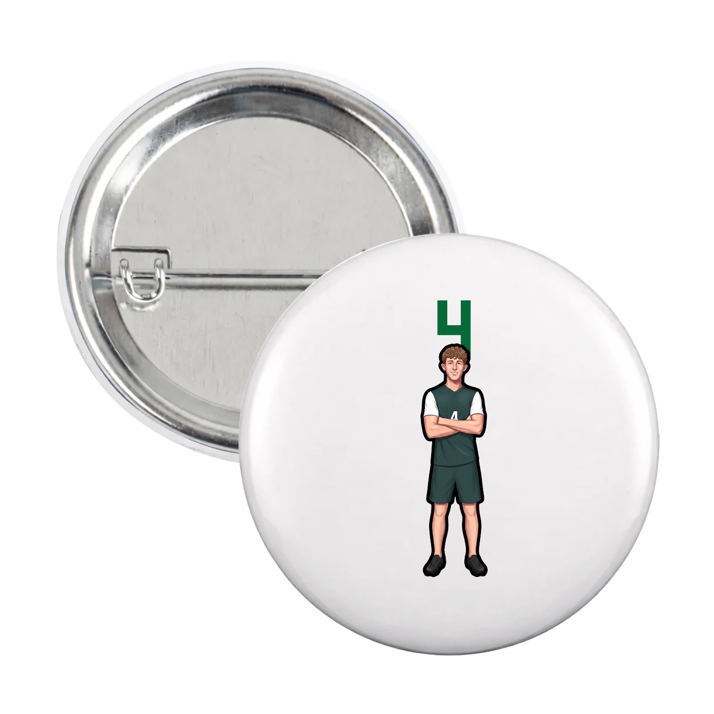 Game Day Button — Number Top in White