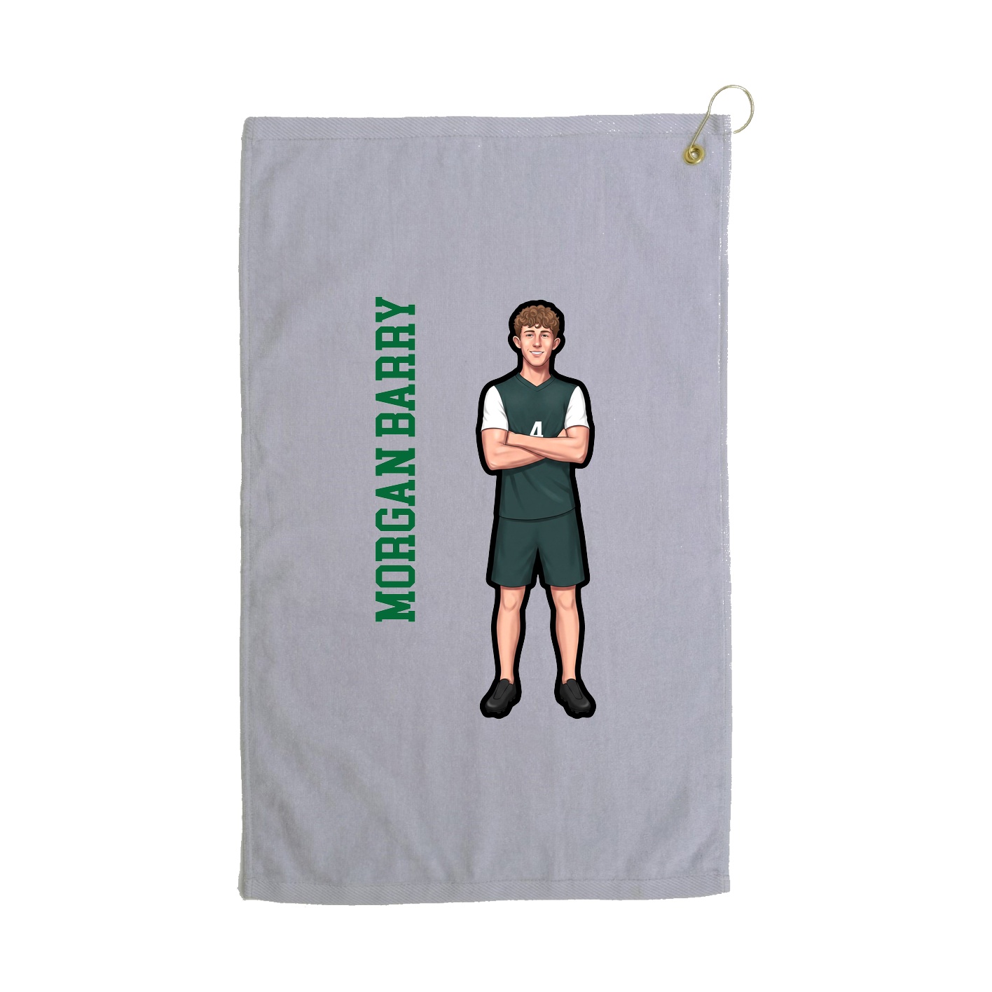 Golf Towel — Name Vertical in Grey