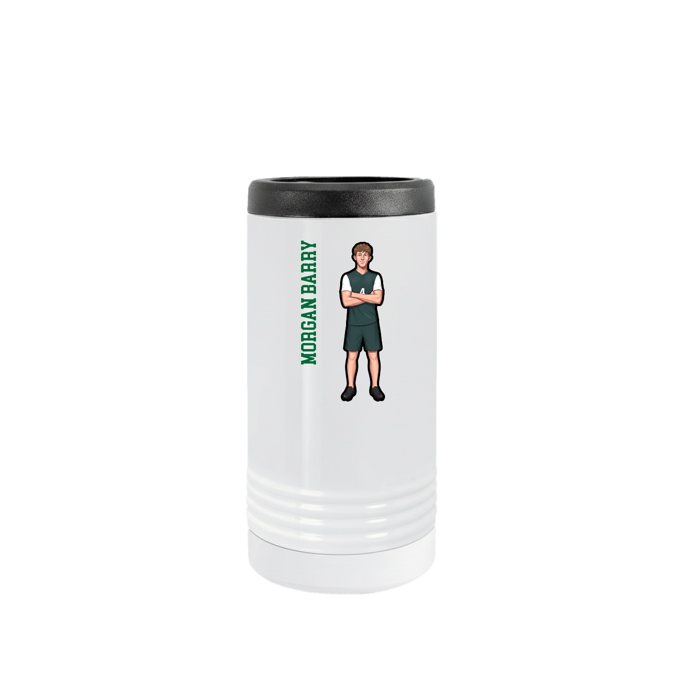 Slim Beverage Holder — Name Vertical in White