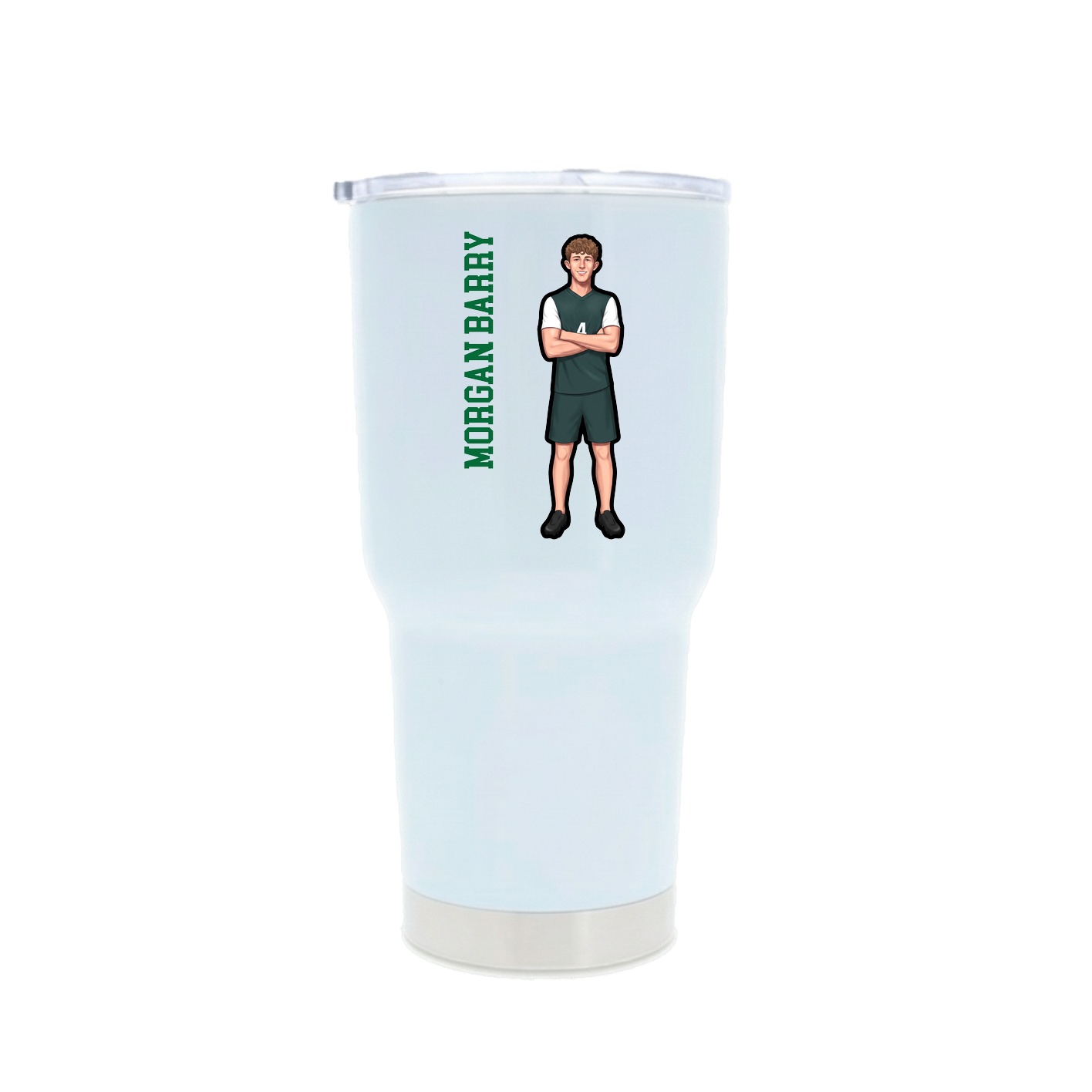 30oz Stainless Steel Tumbler — Name Vertical in White