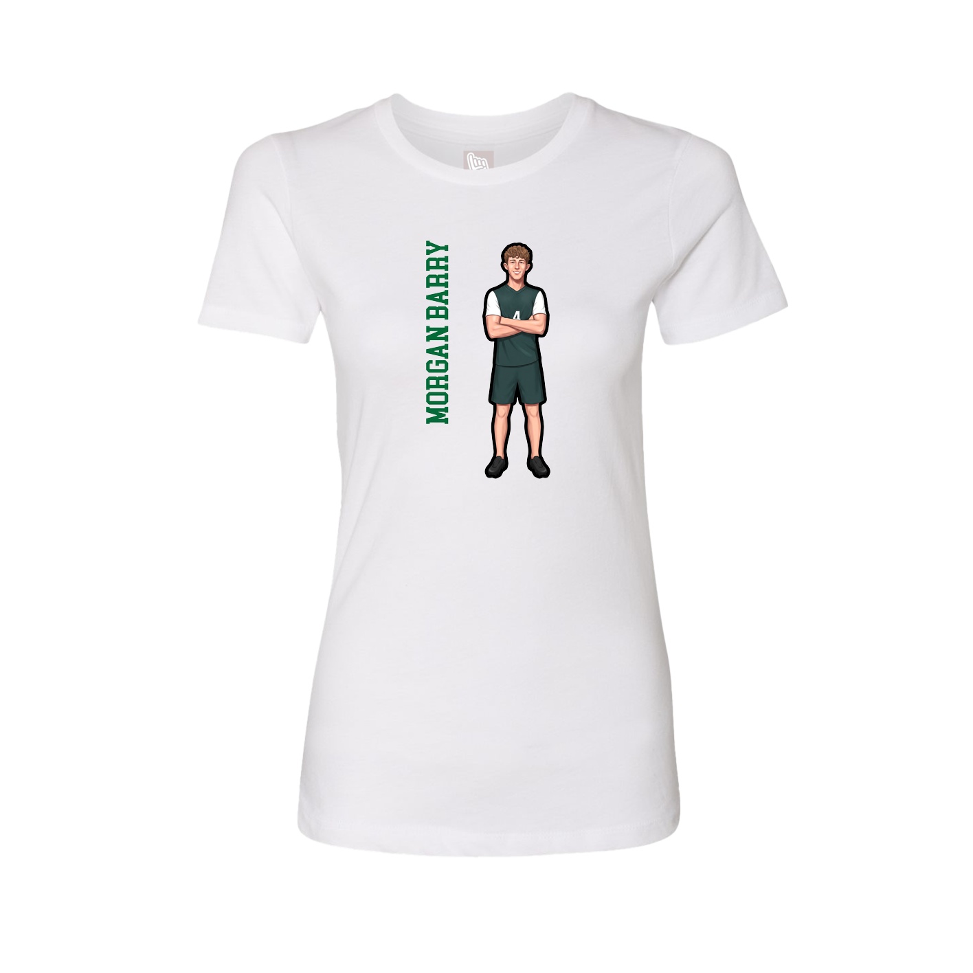 Fitted Women's Tee — Name Vertical in White