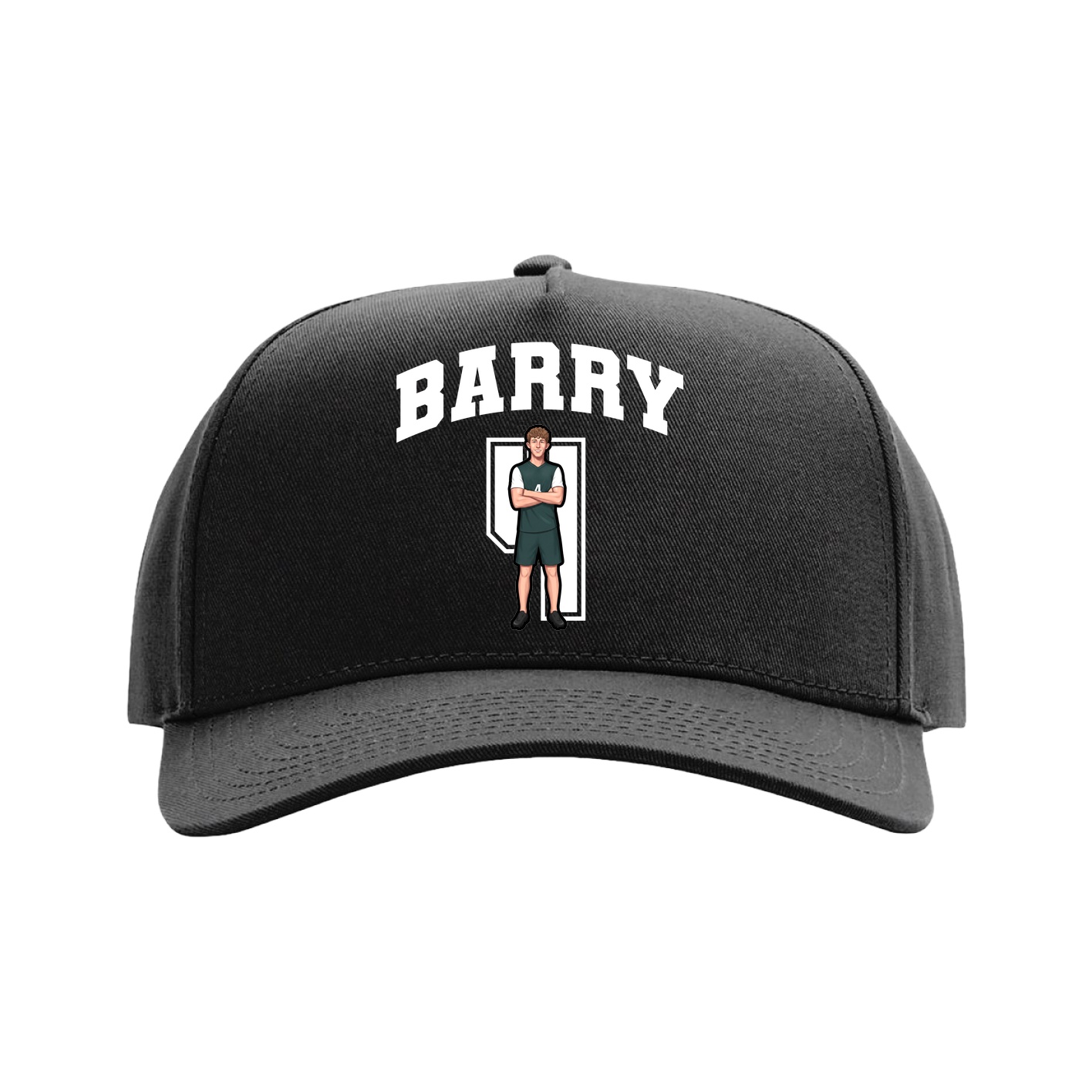Full Fabric Five-Panel Champ Cap — Number in Black