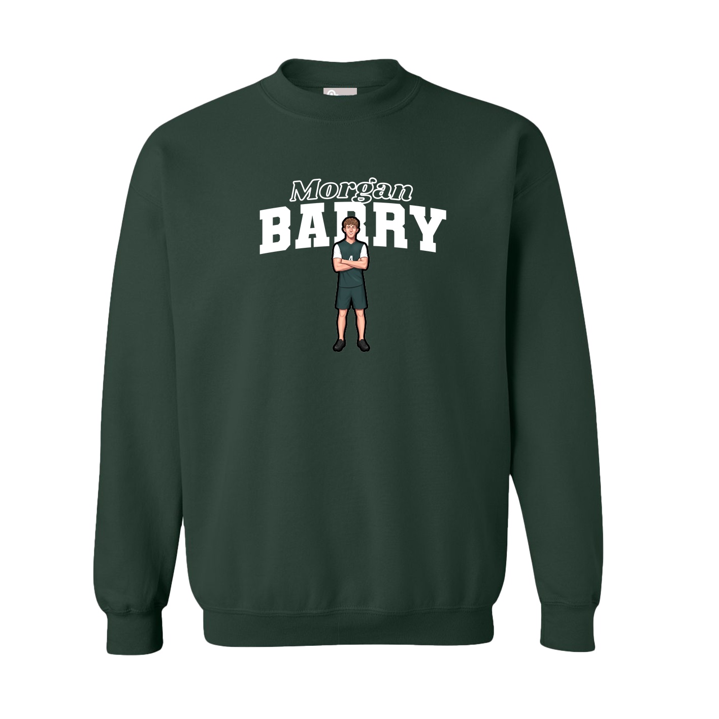 Fleece Crew — Name Arch in Green