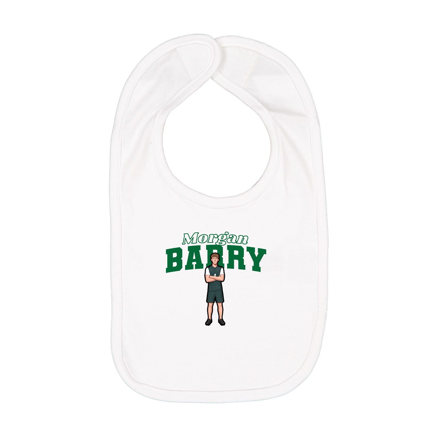 Infant Bib — Name Arch in White