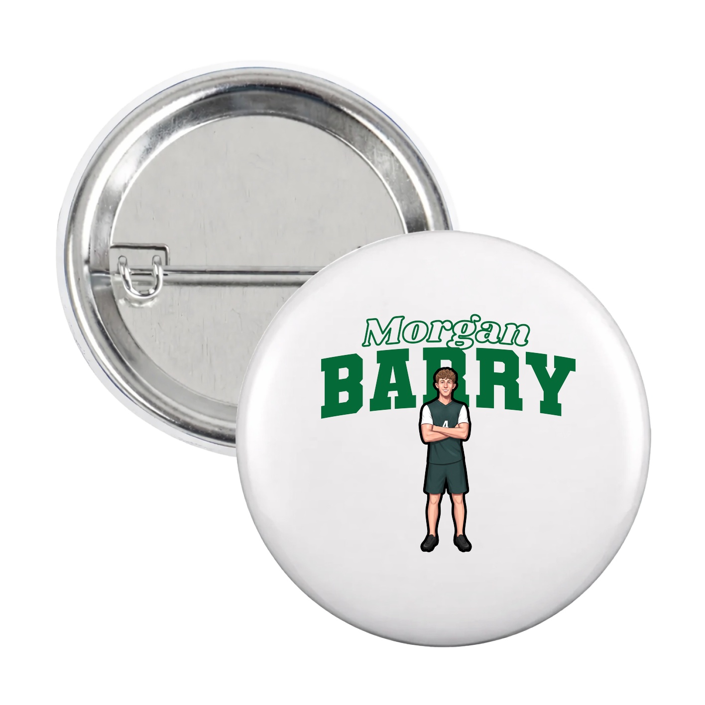 Game Day Button — Name Arch in White