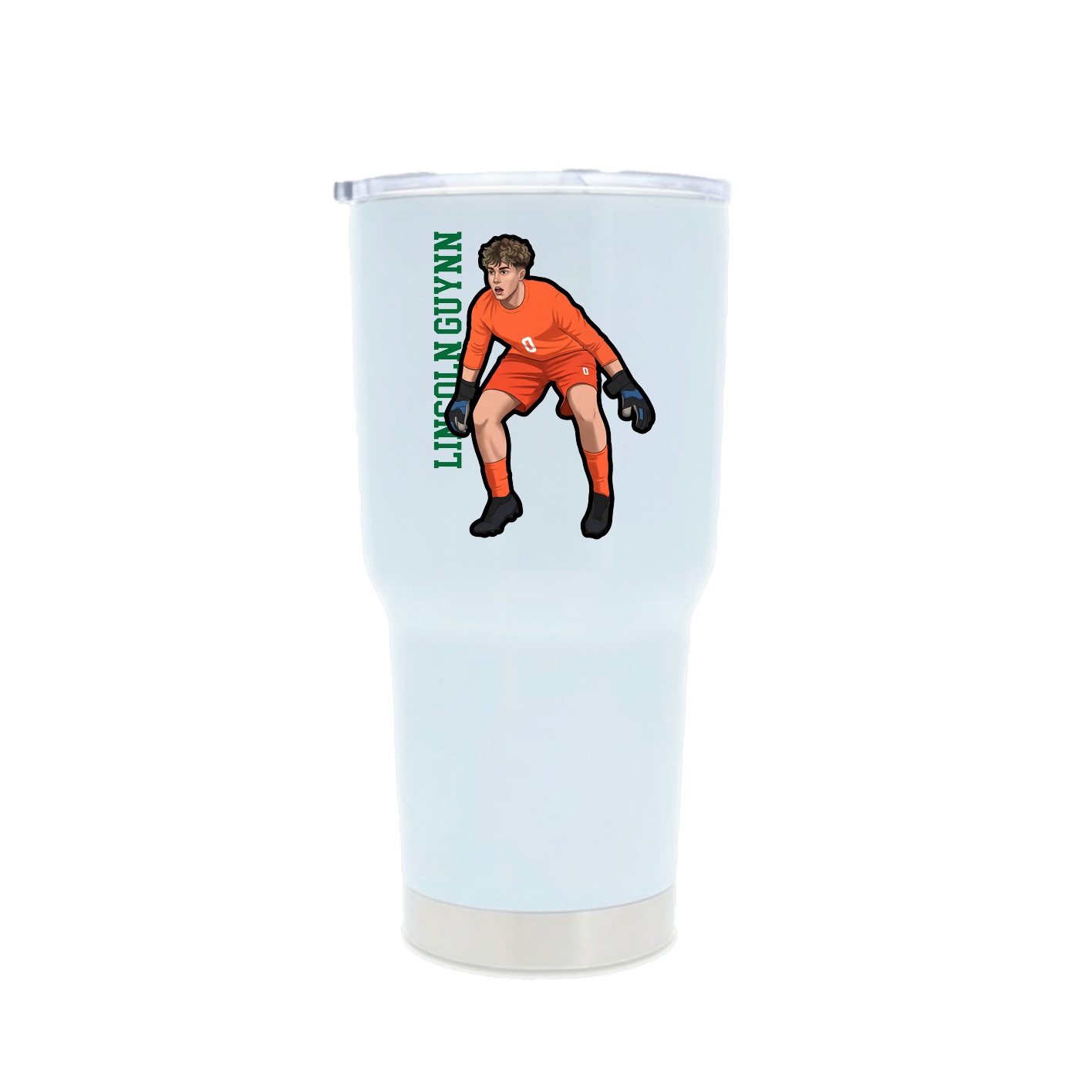 30oz Stainless Steel Tumbler — Name Vertical in White