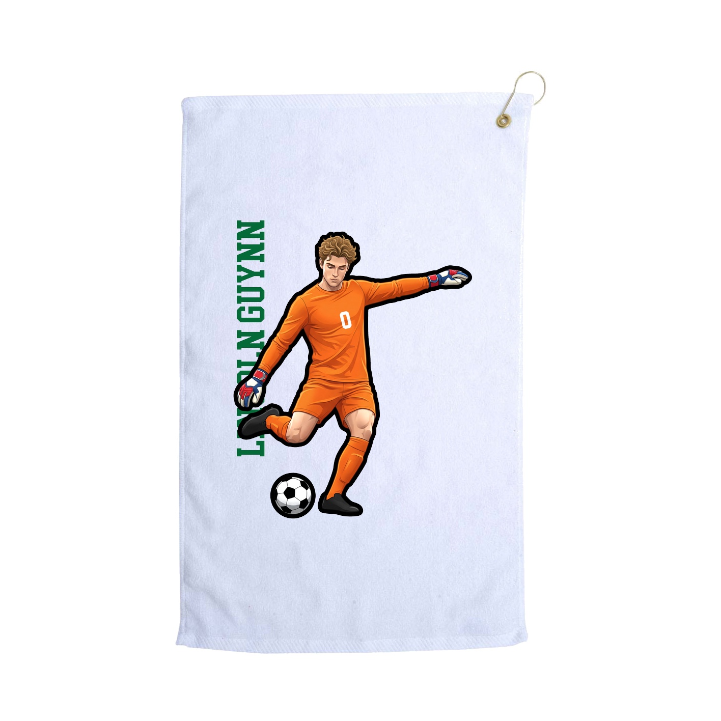 Golf Towel — Name Vertical in White