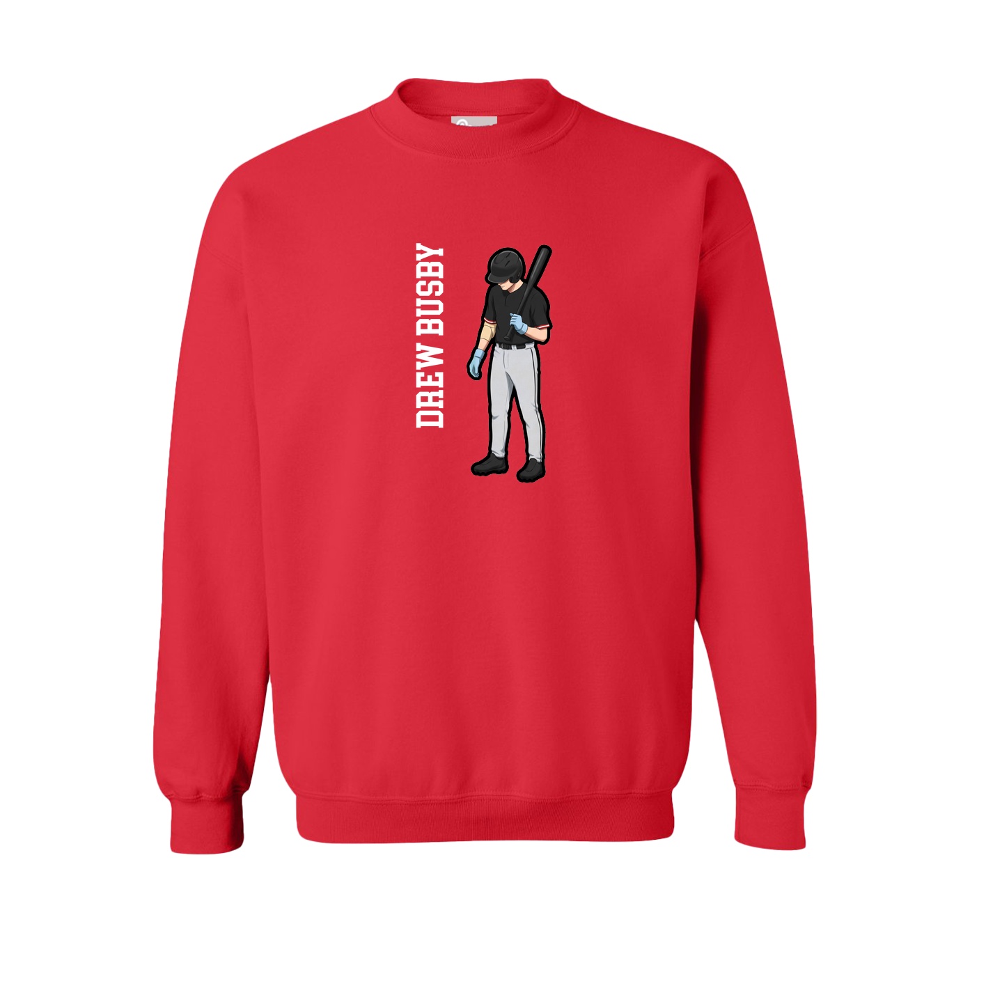 Fleece Crew — Name Vertical in Red