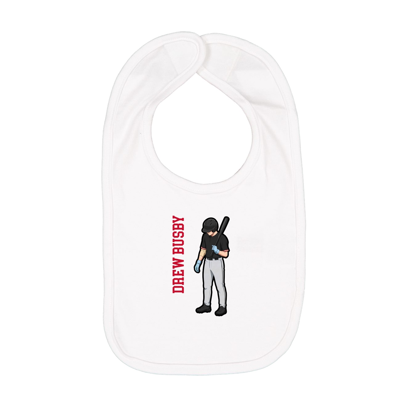 Infant Bib — Name Vertical in White
