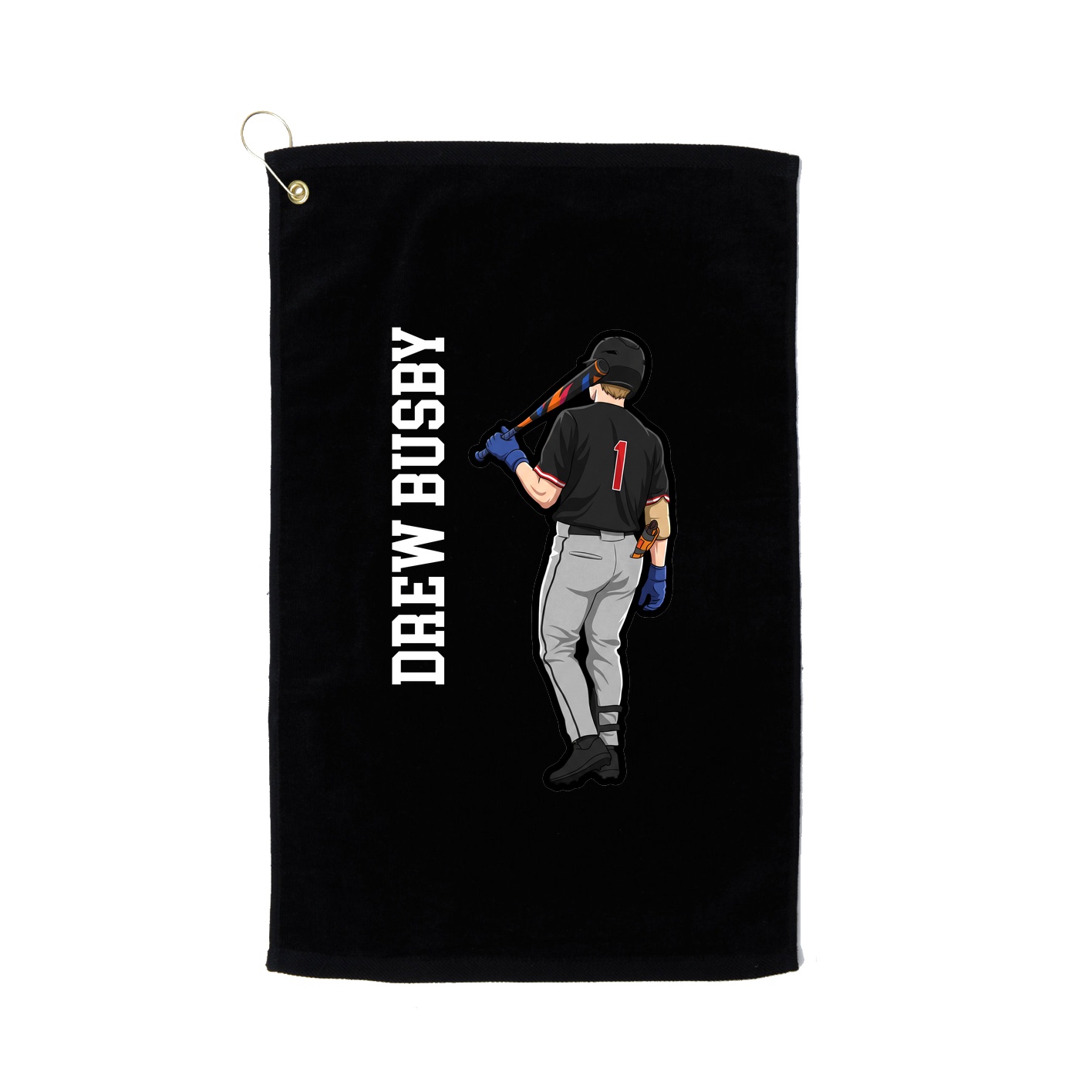 Golf Towel — Name Vertical in Black