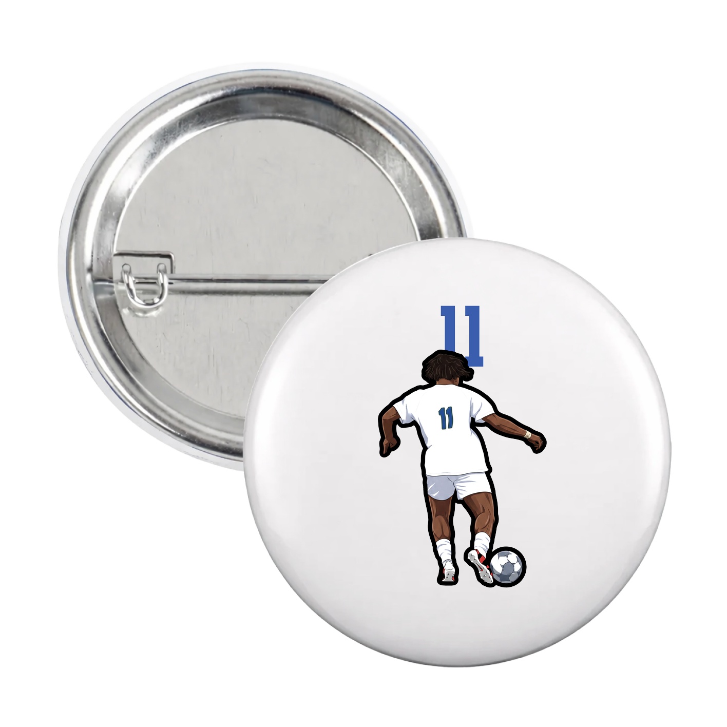 Game Day Button — Number Top in White