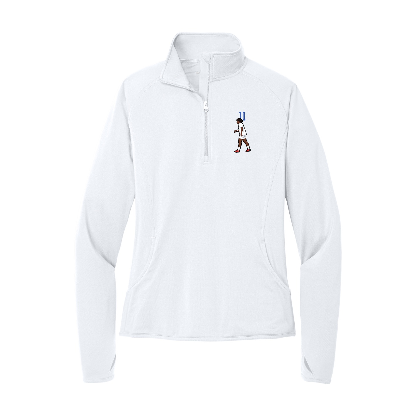 Women's Q-Zip Pullover — Number Top in White