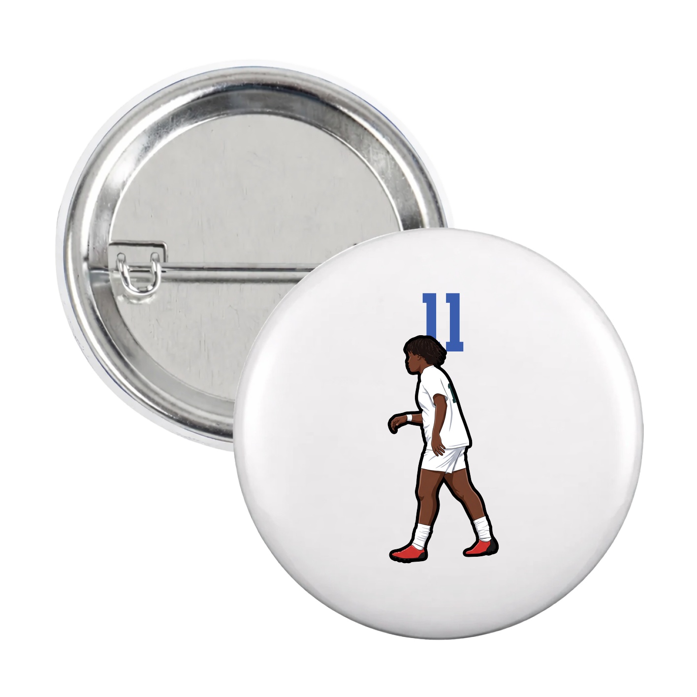 Game Day Button — Number Top in White