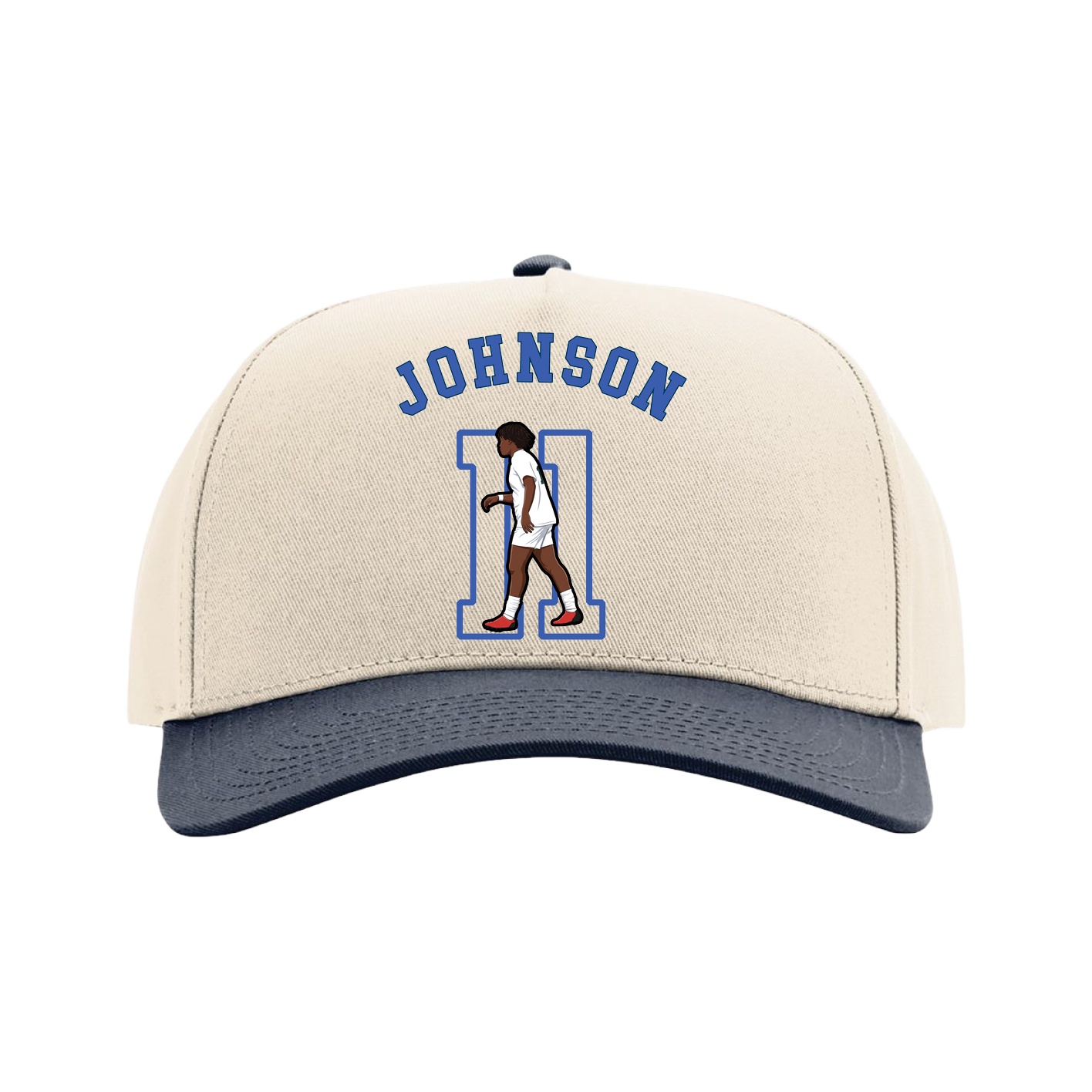 Full Fabric Five-Panel Champ Cap — Shirsey Arch in Cream/Navy