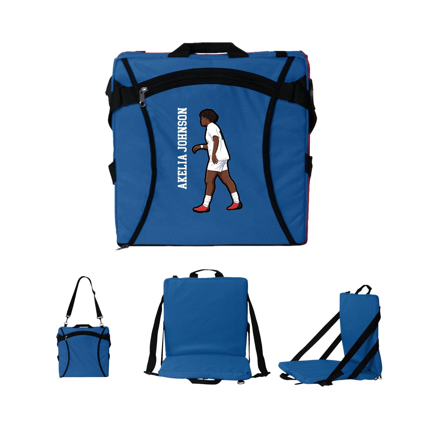Folding Stadium Seat — Name Vertical in Royal