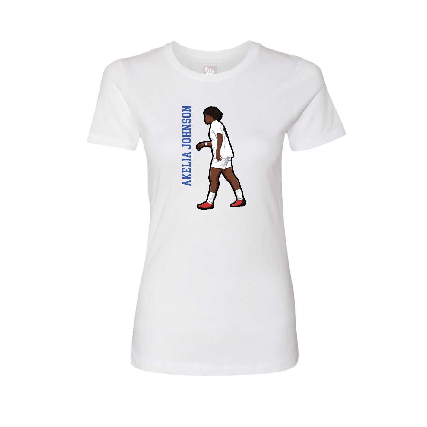 Womens Tee — Name Vertical in White