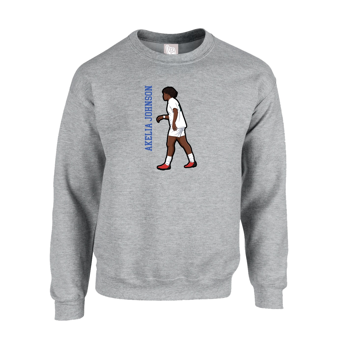 Fleece Crew — Name Vertical in Grey