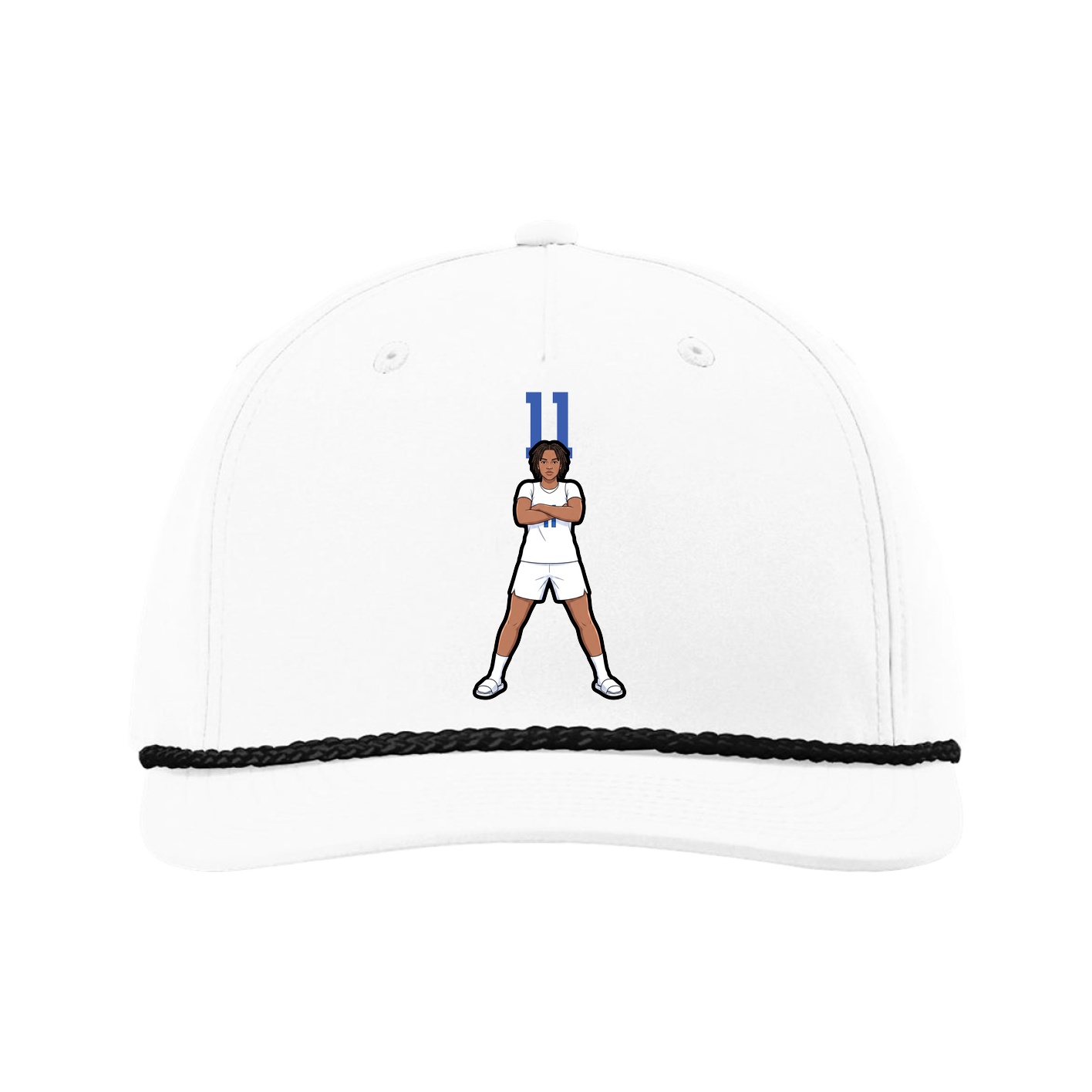 Five-Panel Classic Rope Cap — Number Top in White