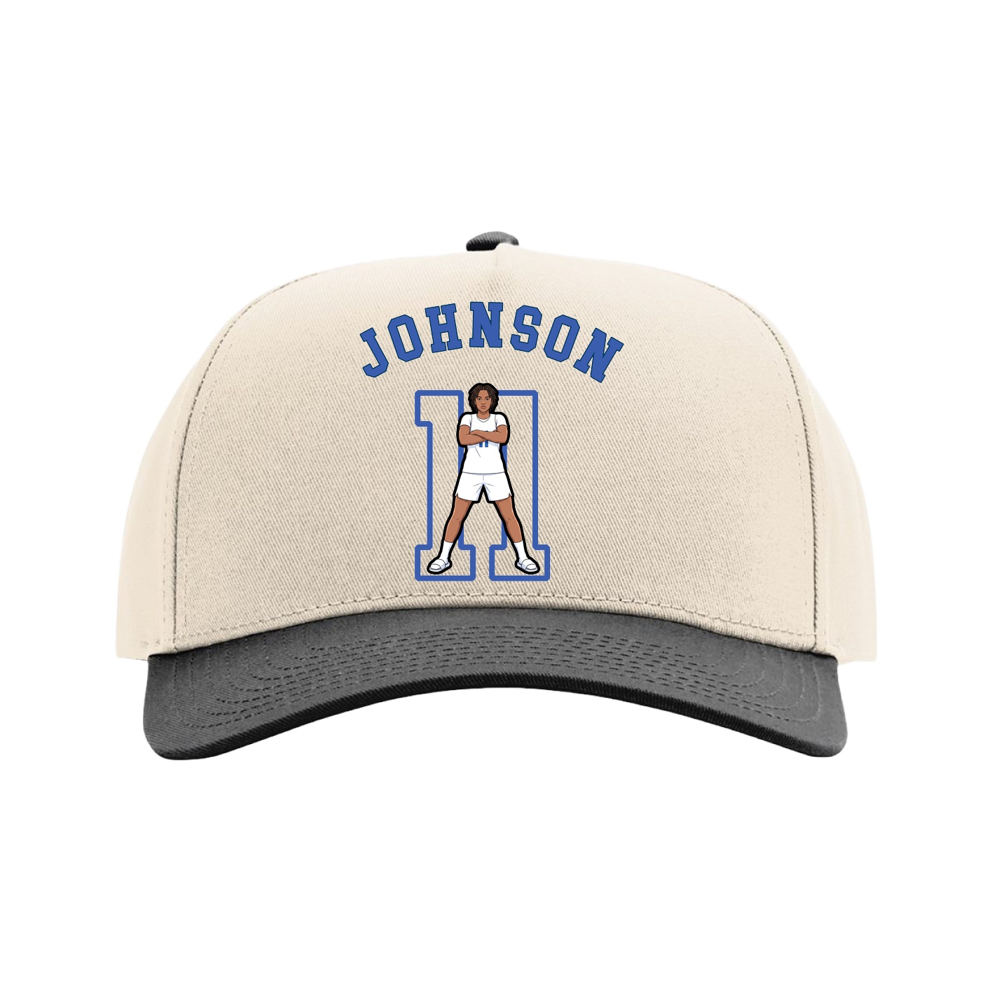 Full Fabric Five-Panel Champ Cap — Shirsey Arch in Cream/Black