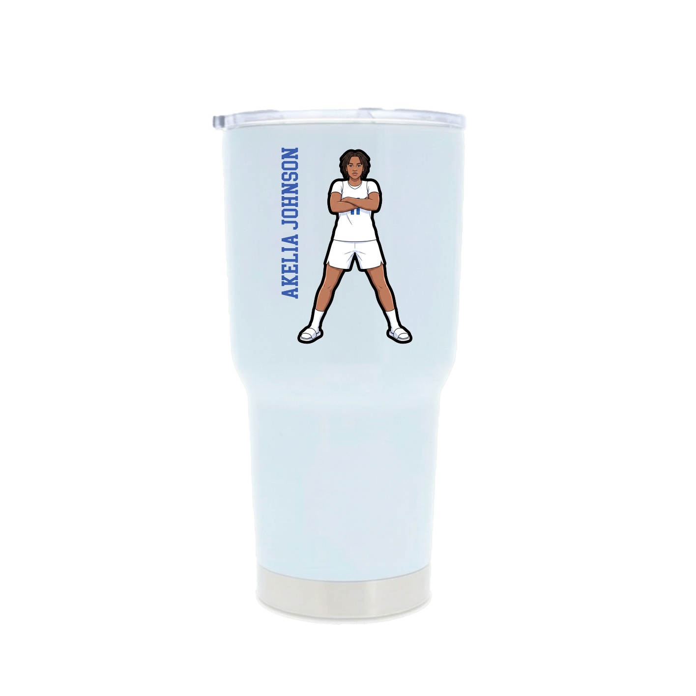30oz Stainless Steel Tumbler — Name Vertical in White