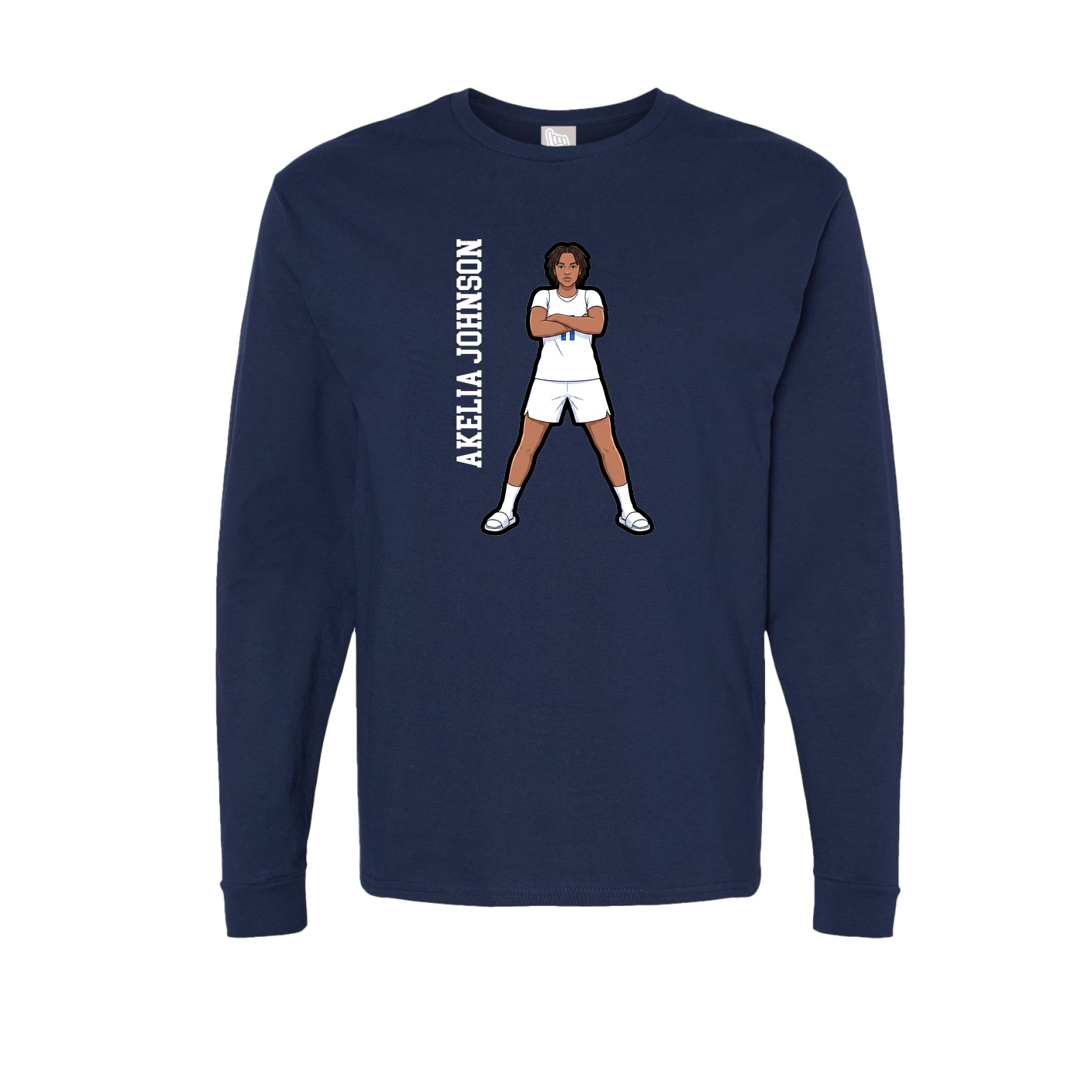 Long Sleeve Tee — Name Vertical in Navy