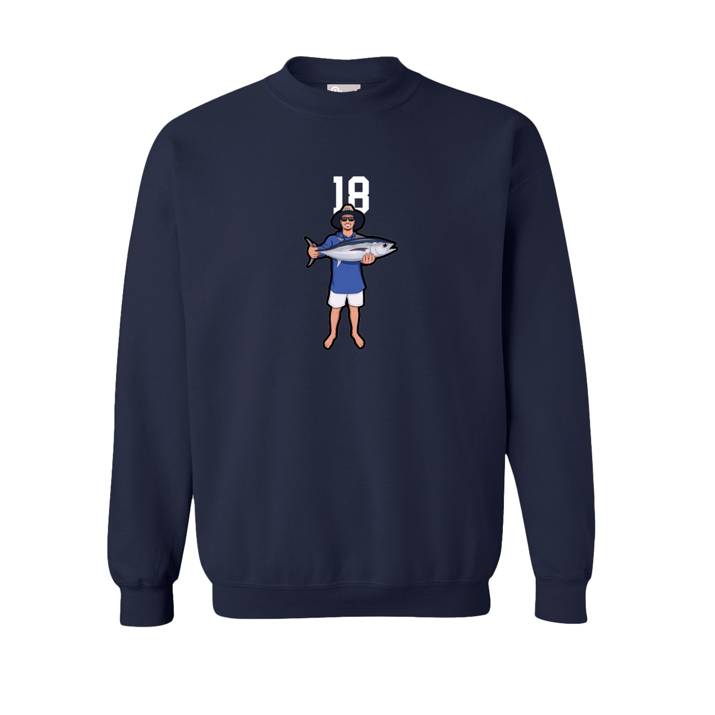 Fleece Crew — Number Top in Navy