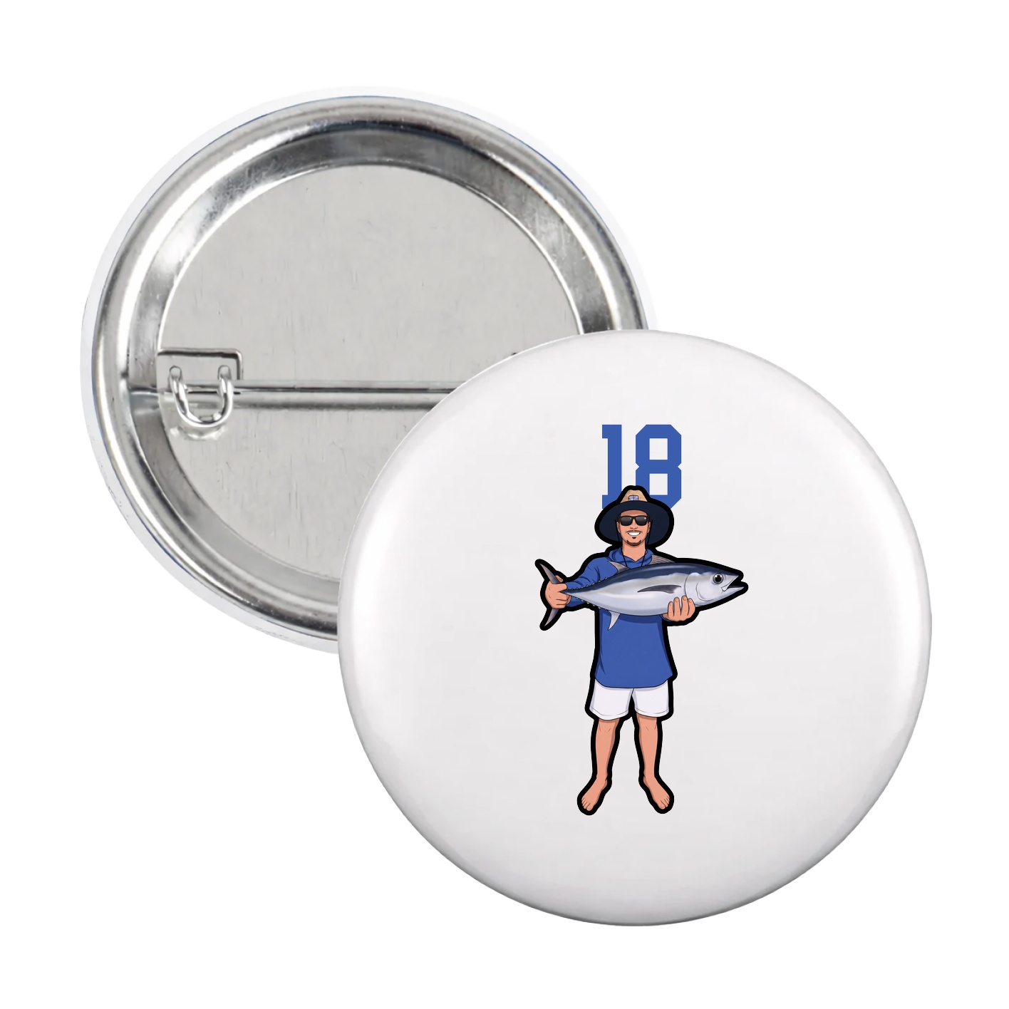 Game Day Button — Number Top in White