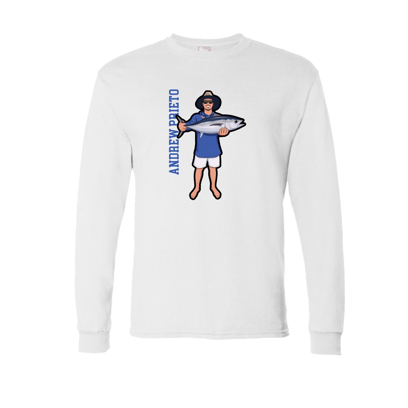 Long Sleeve Tee — Name Vertical in White