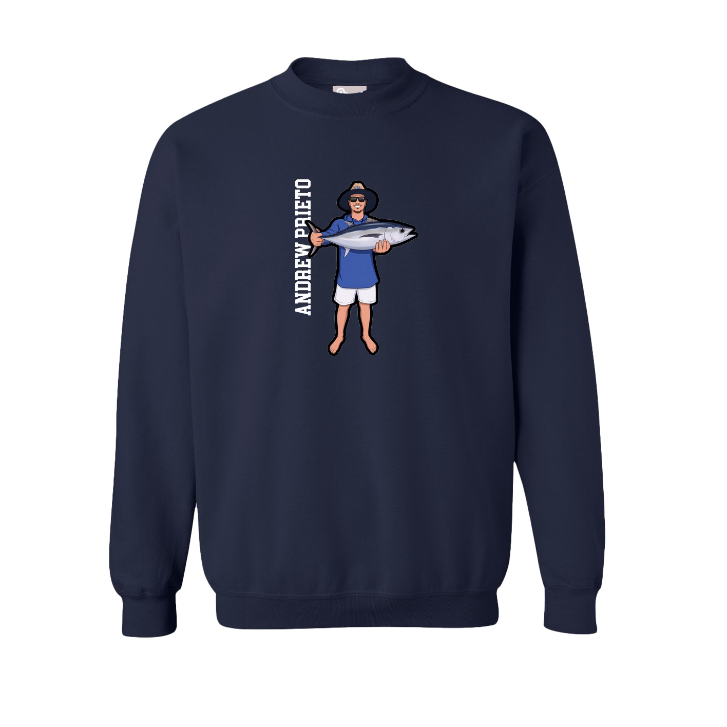 Fleece Crew — Name Vertical in Navy