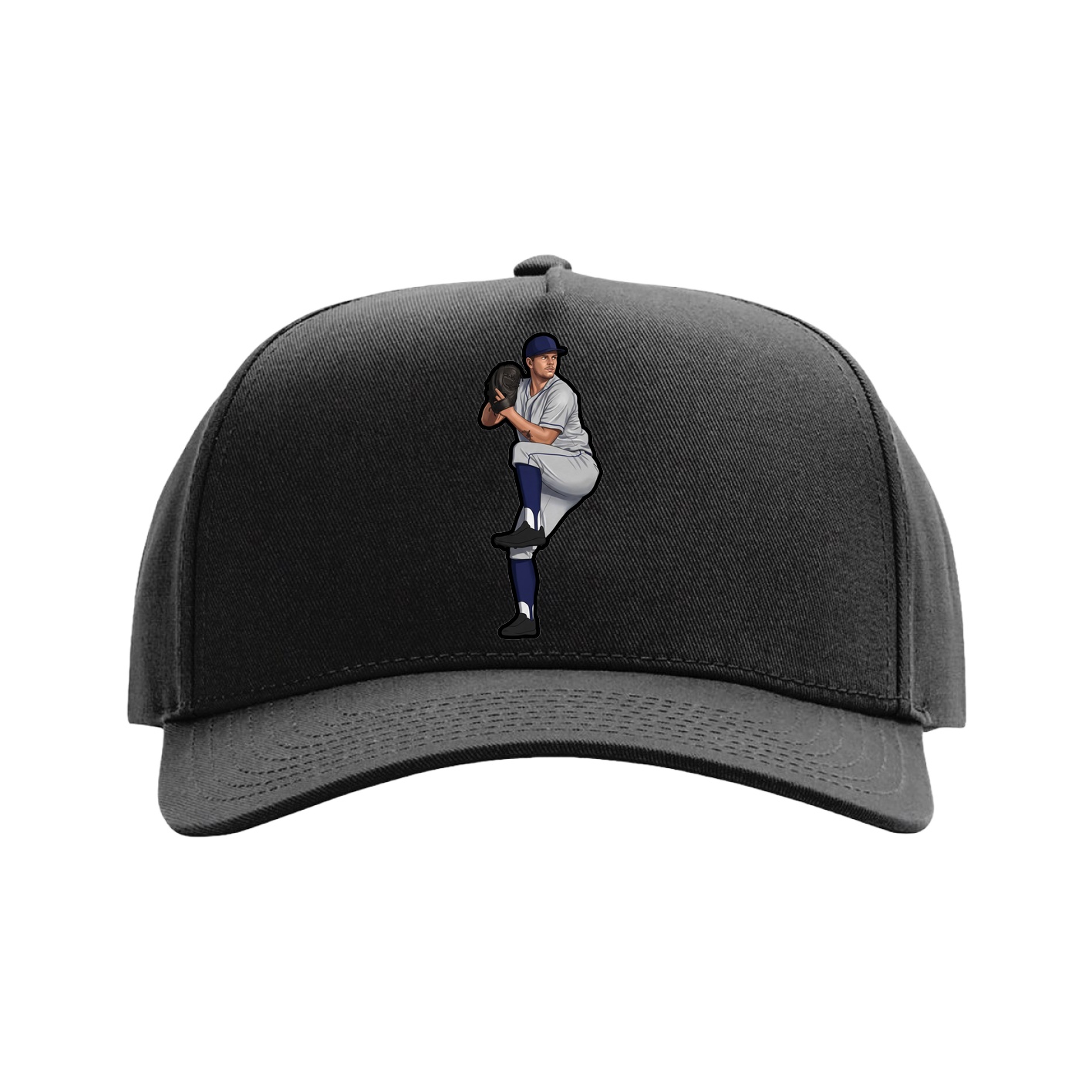 Full Fabric Five-Panel Champ Cap — Name Vertical in Black