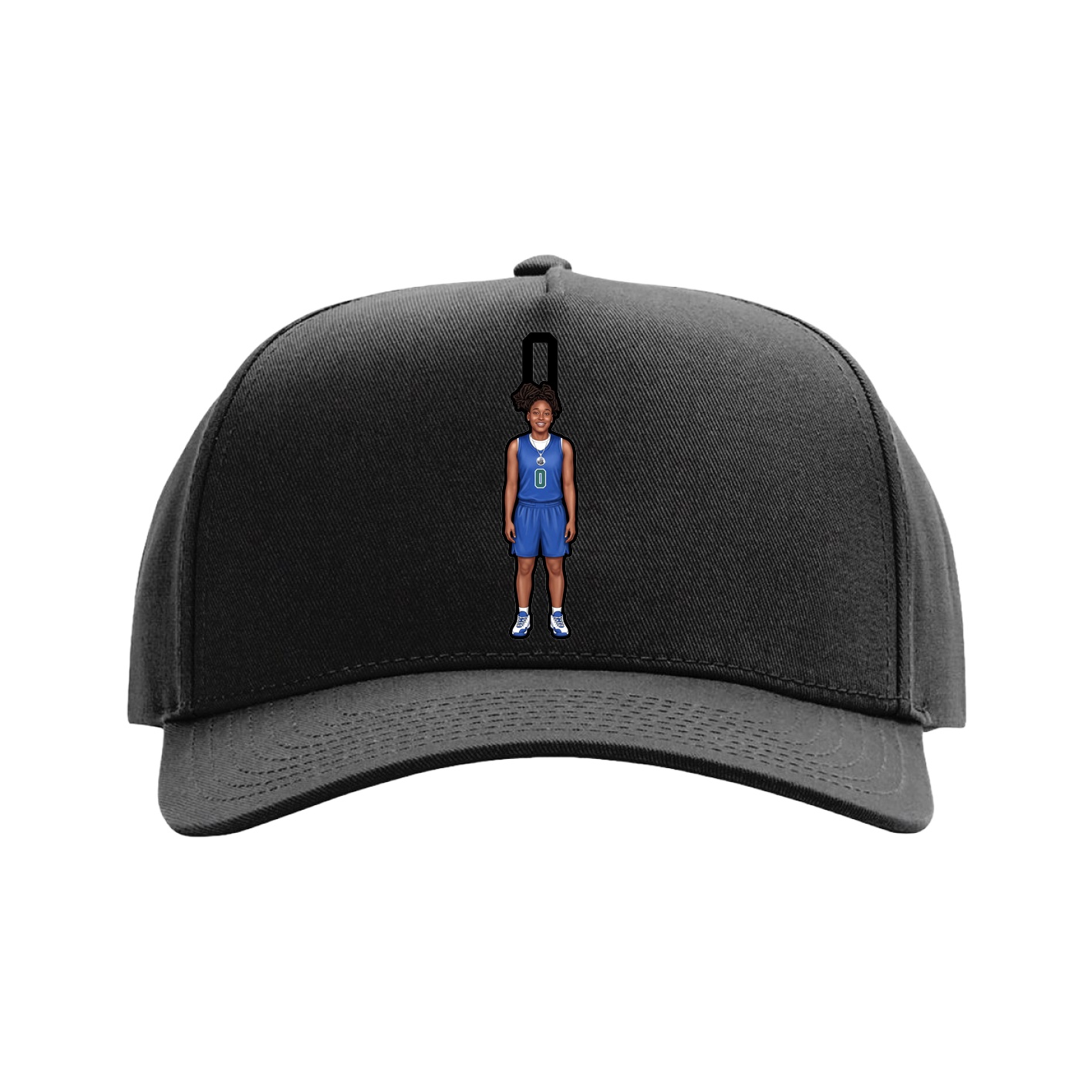Full Fabric Five-Panel Champ Cap — Number Top in Black