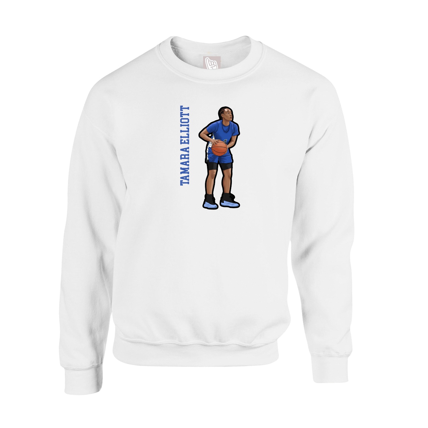 Fleece Crew — Name Vertical in White