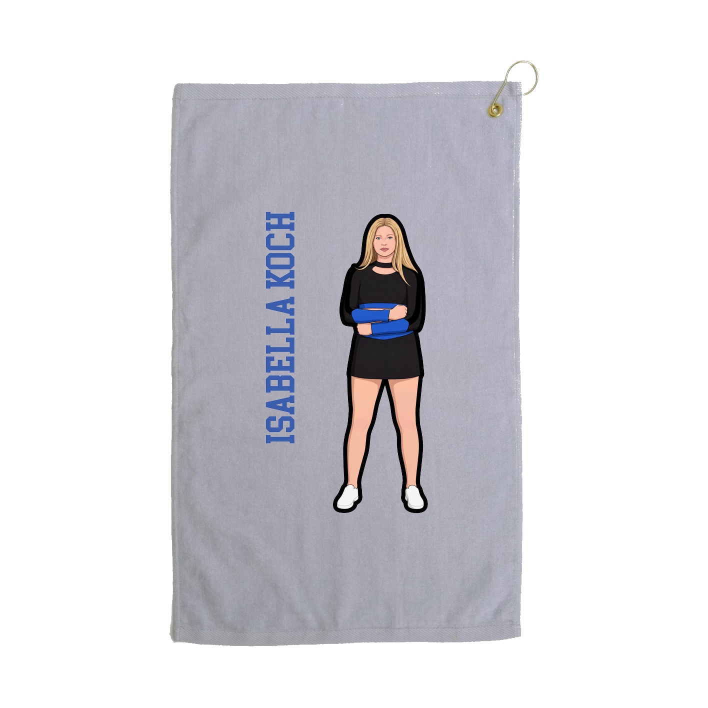 Golf Towel — Name Vertical in Grey