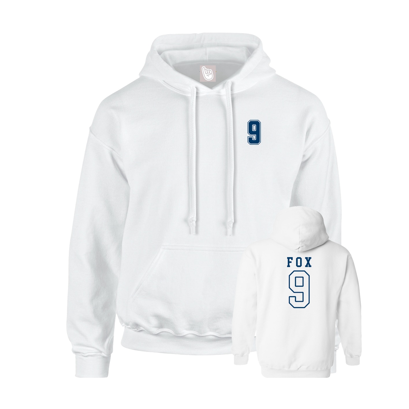 Youth Hoodie — Chest Back in White