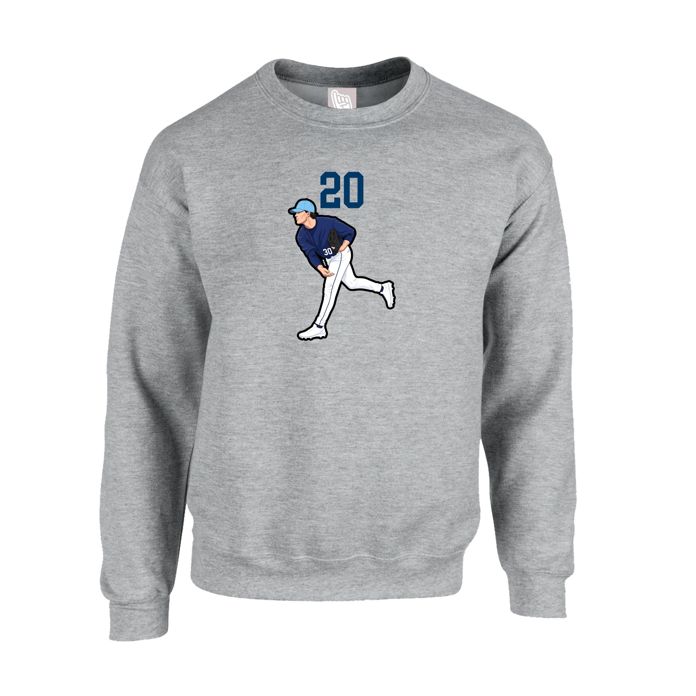 Fleece Crew — Number Top in Grey