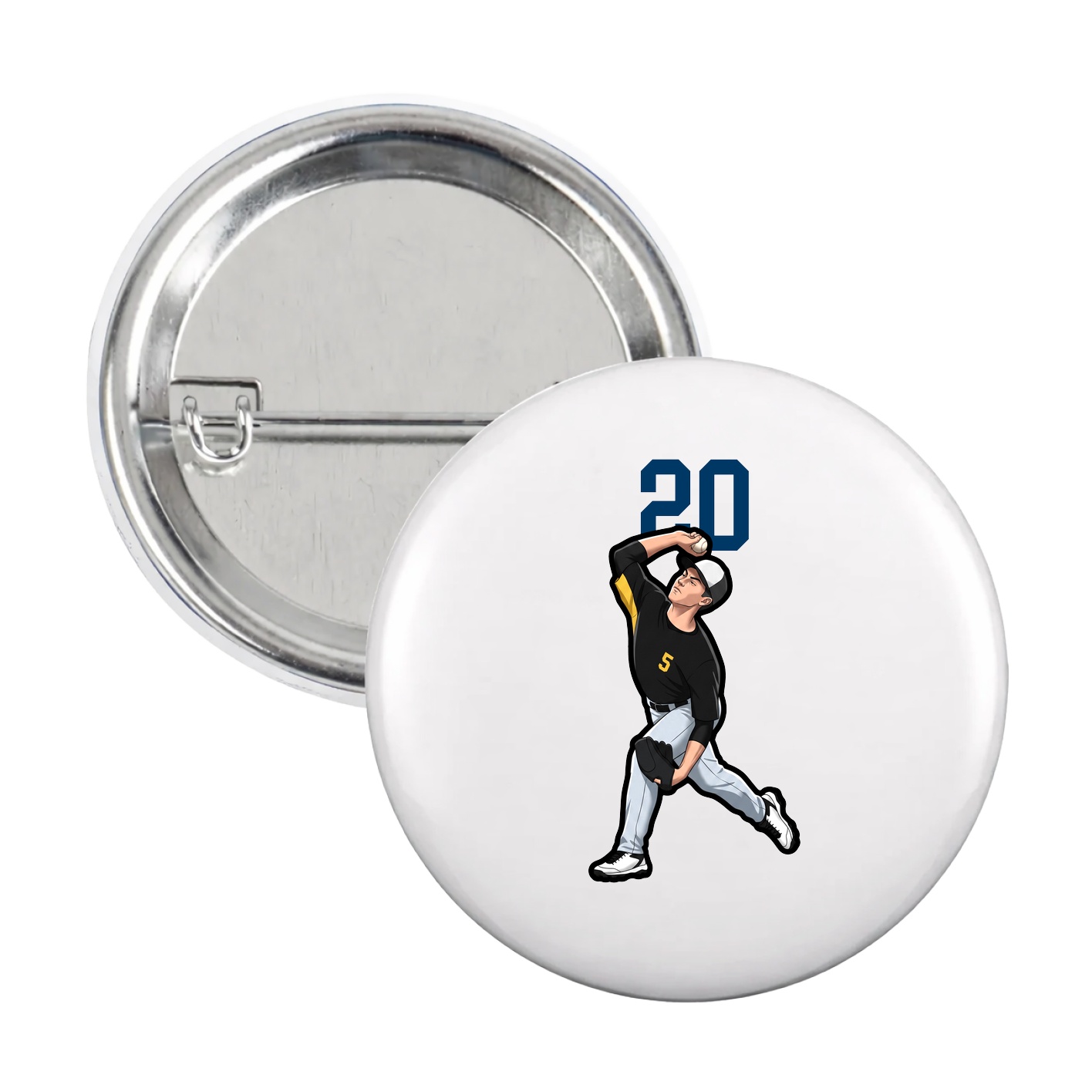 Game Day Button — Number Top in White
