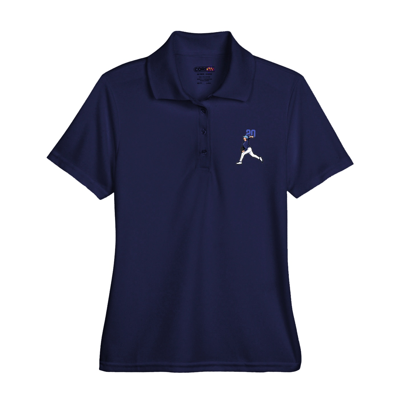 Womens Performance Polo — Number Top in Navy