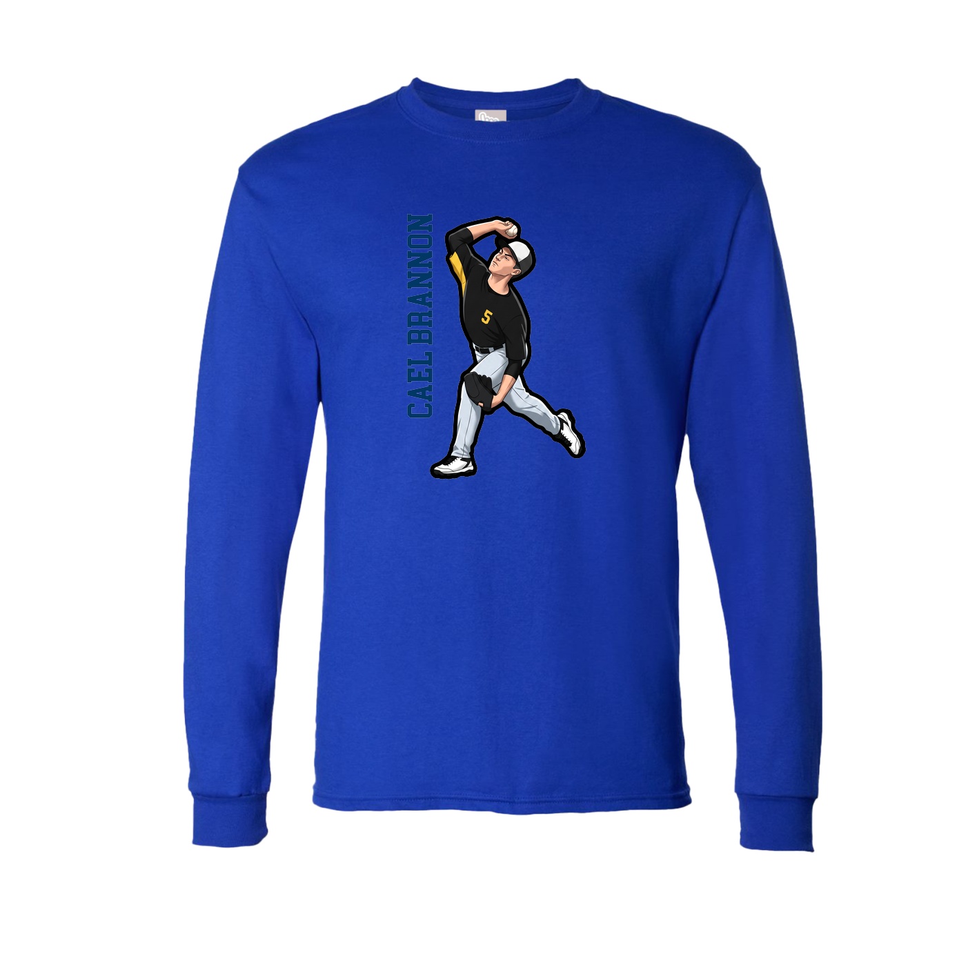 Long Sleeve Tee — Name Vertical in Royal
