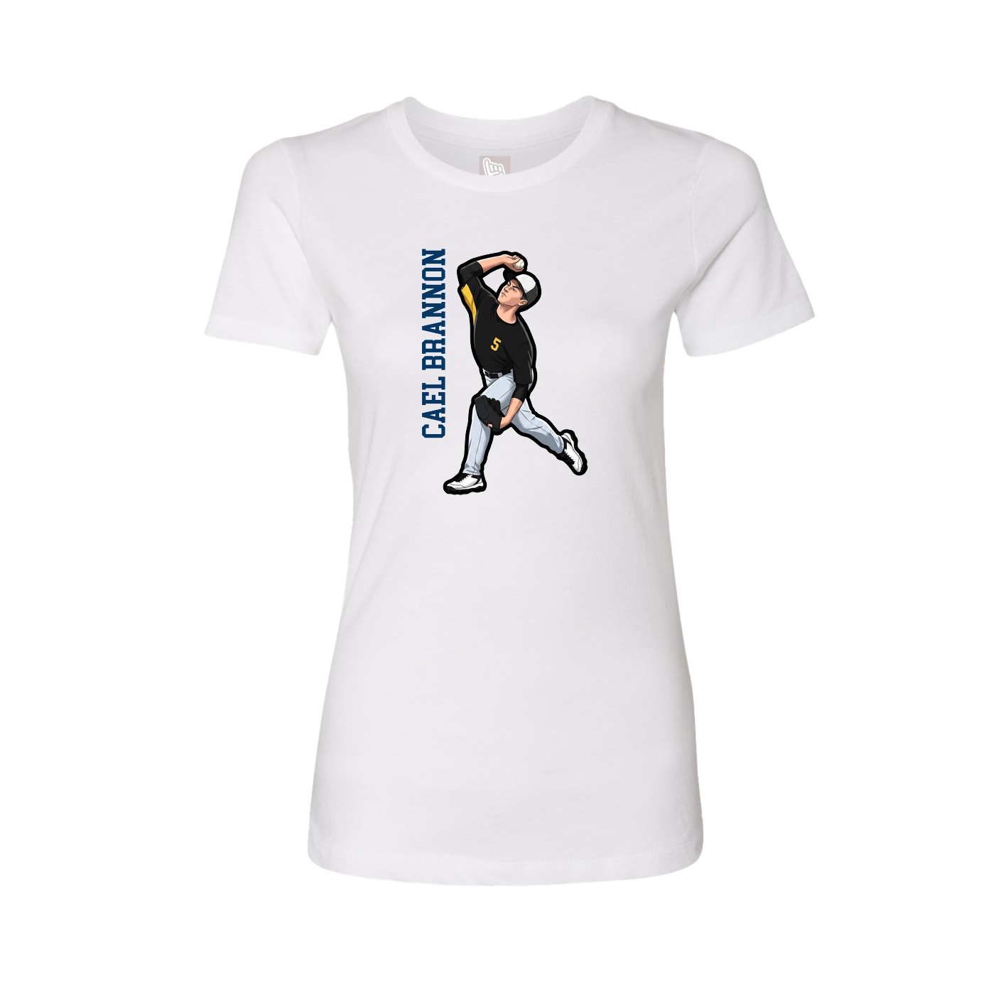Womens Tee — Name Vertical in White