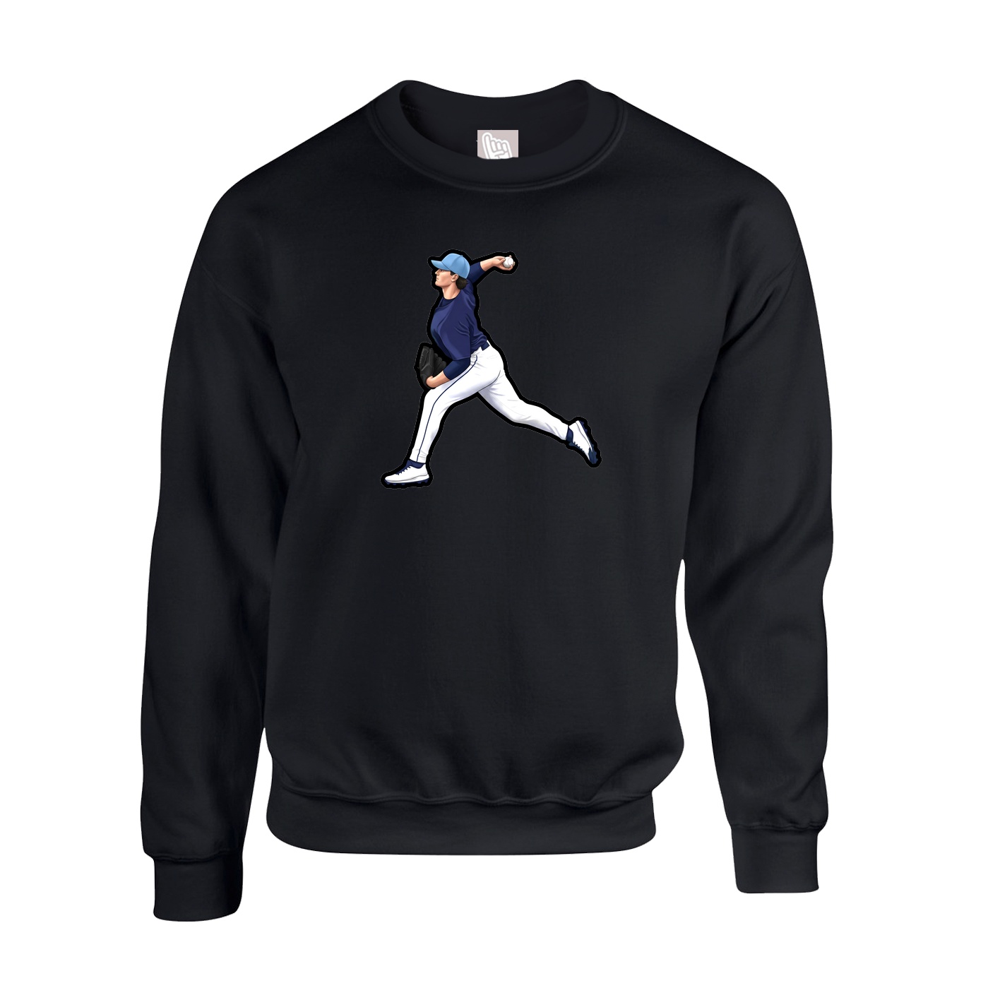 Fleece Crew — Name Vertical in Black