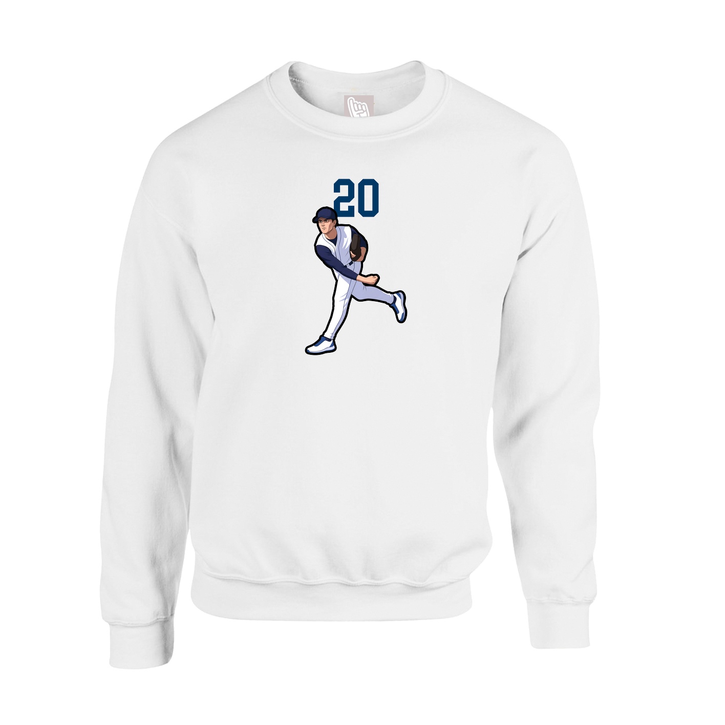 Fleece Crew — Number Top in White