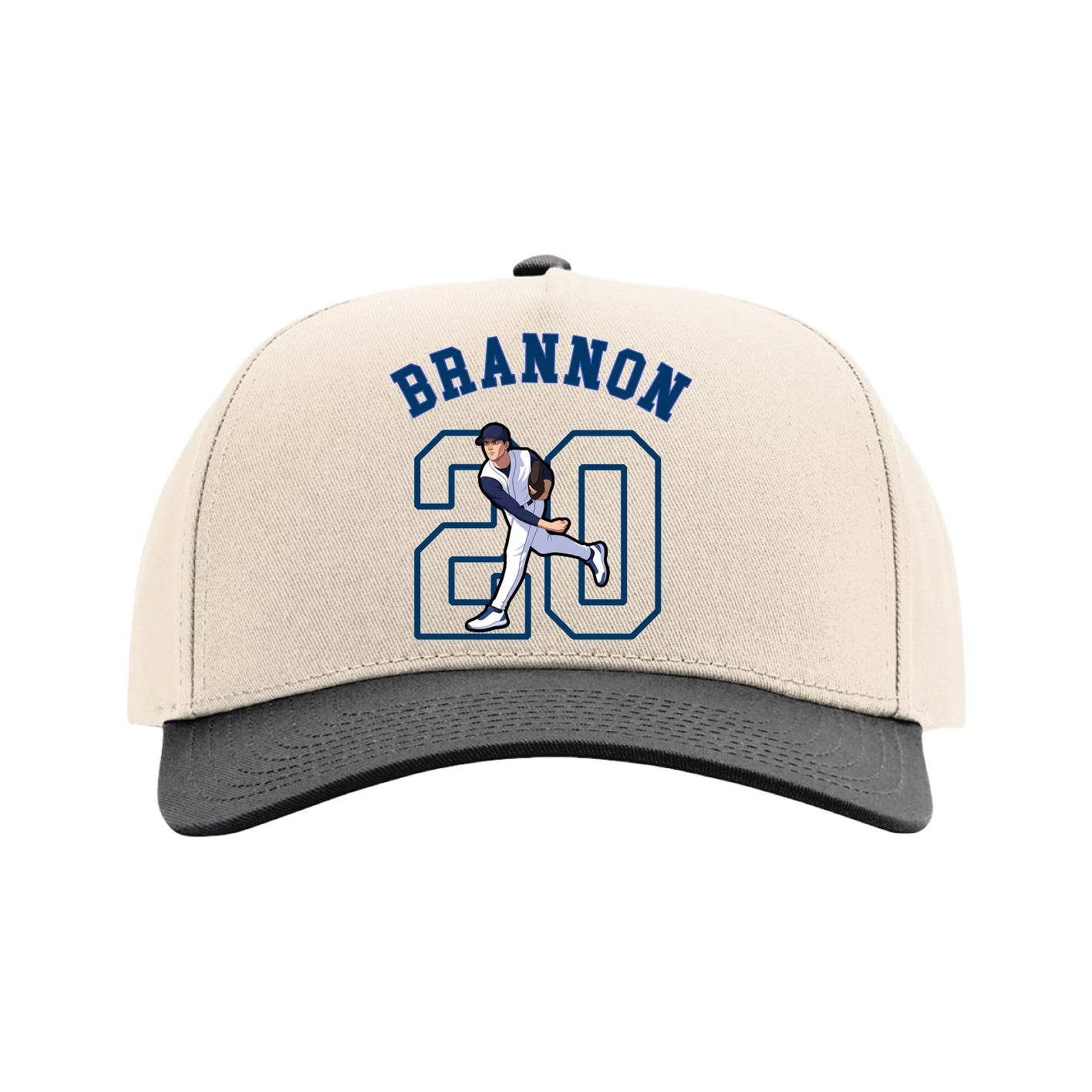 Full Fabric Five-Panel Champ Cap — Shirsey Arch in Cream/Black